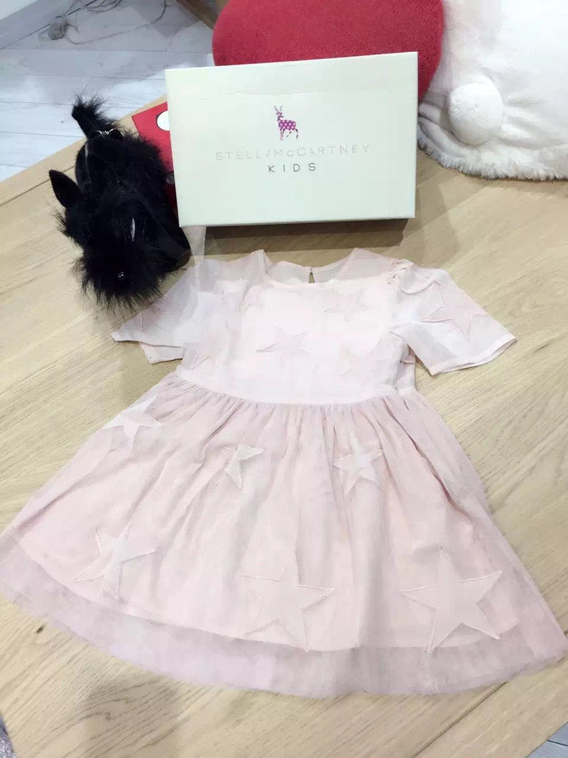 Sally Girls Navy Pink Embroidered Tulle Stars Dress - CÉMAROSE | Children's Fashion Store