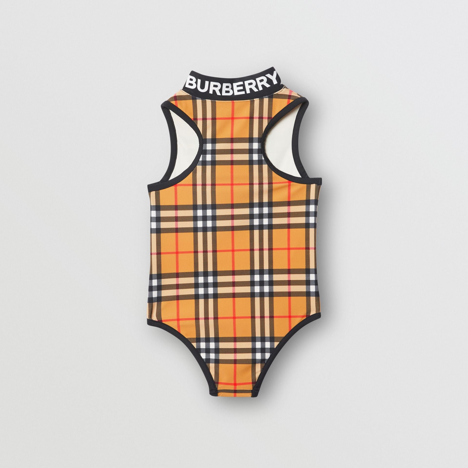 Girls Antique Yellow Check Swimwear
