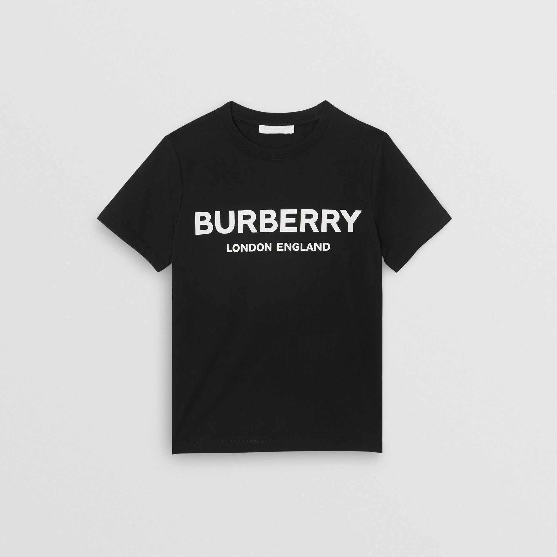 Boys Black Logo Cotton T-shirt