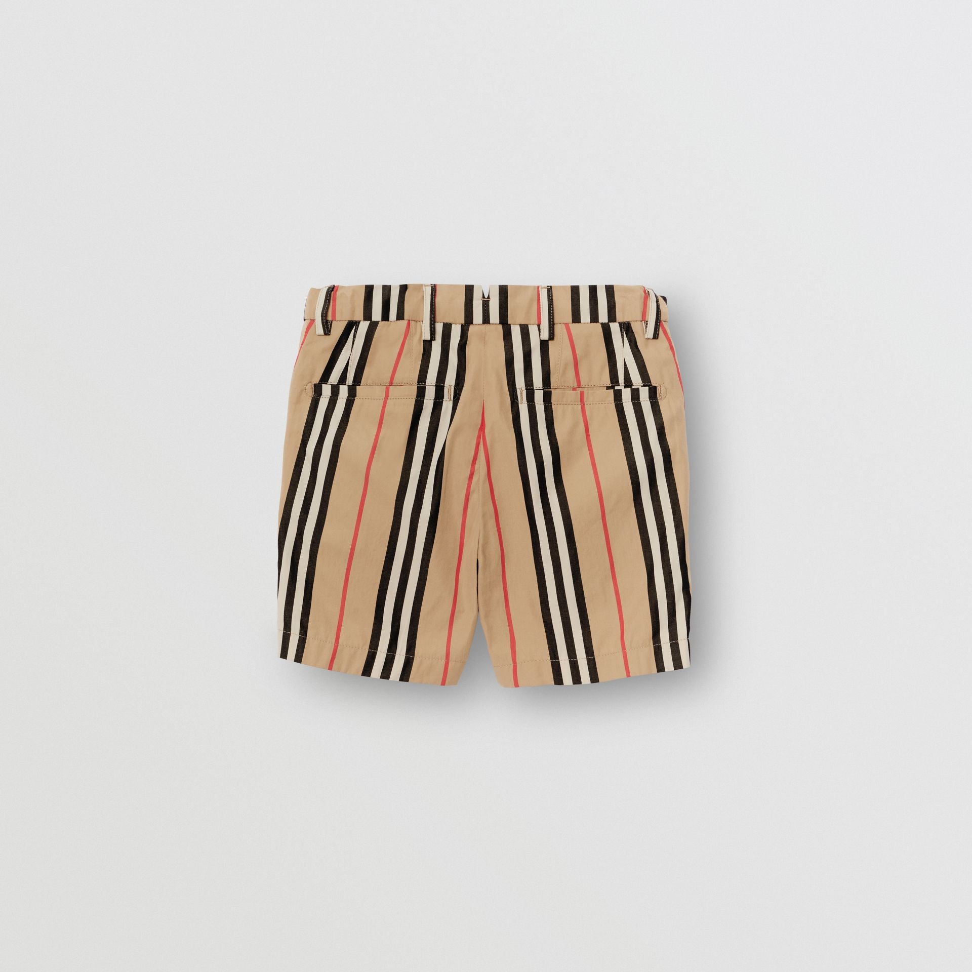 Boys Archive Beige Stripes Cotton Shorts