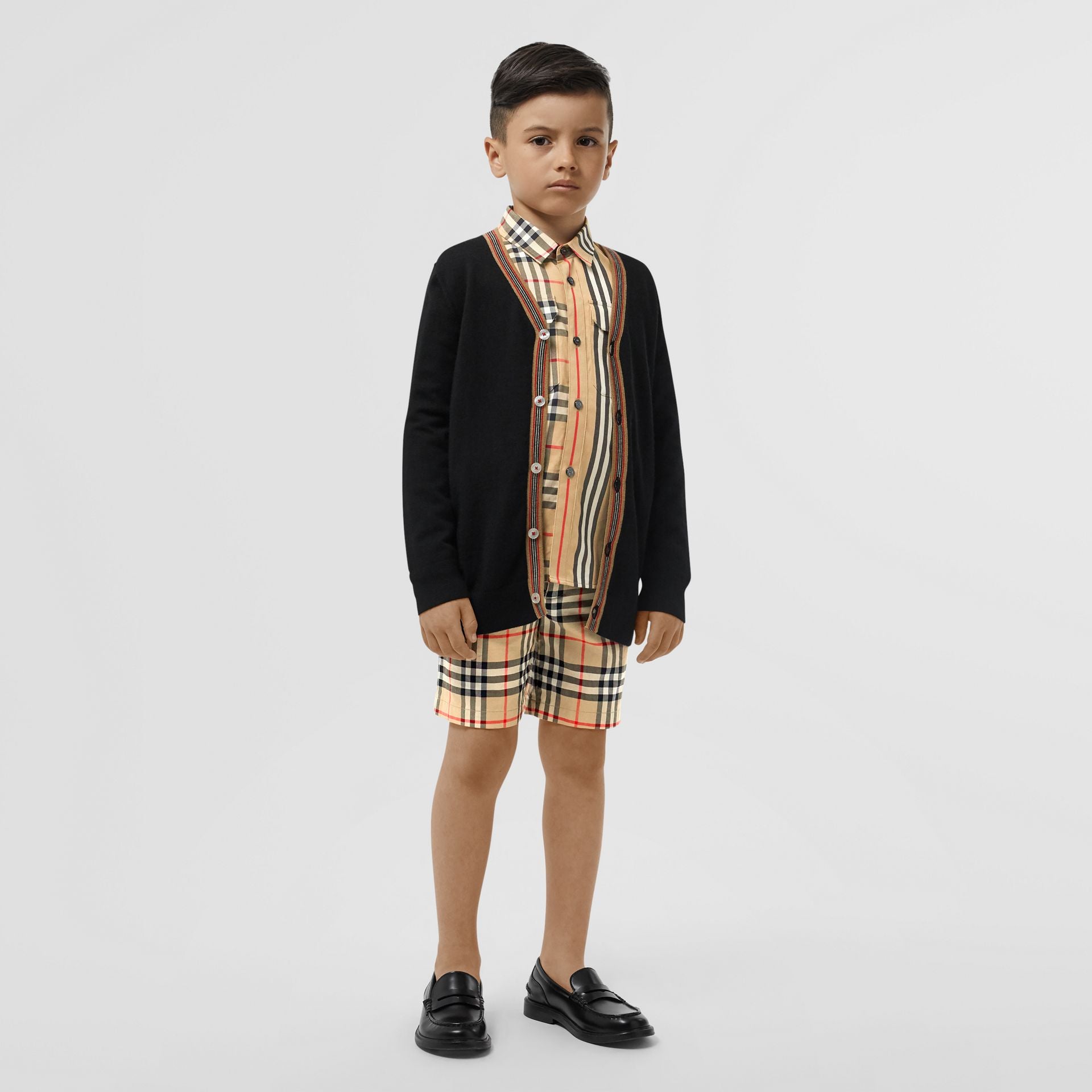 Boys Black Merino Wool Cardigan