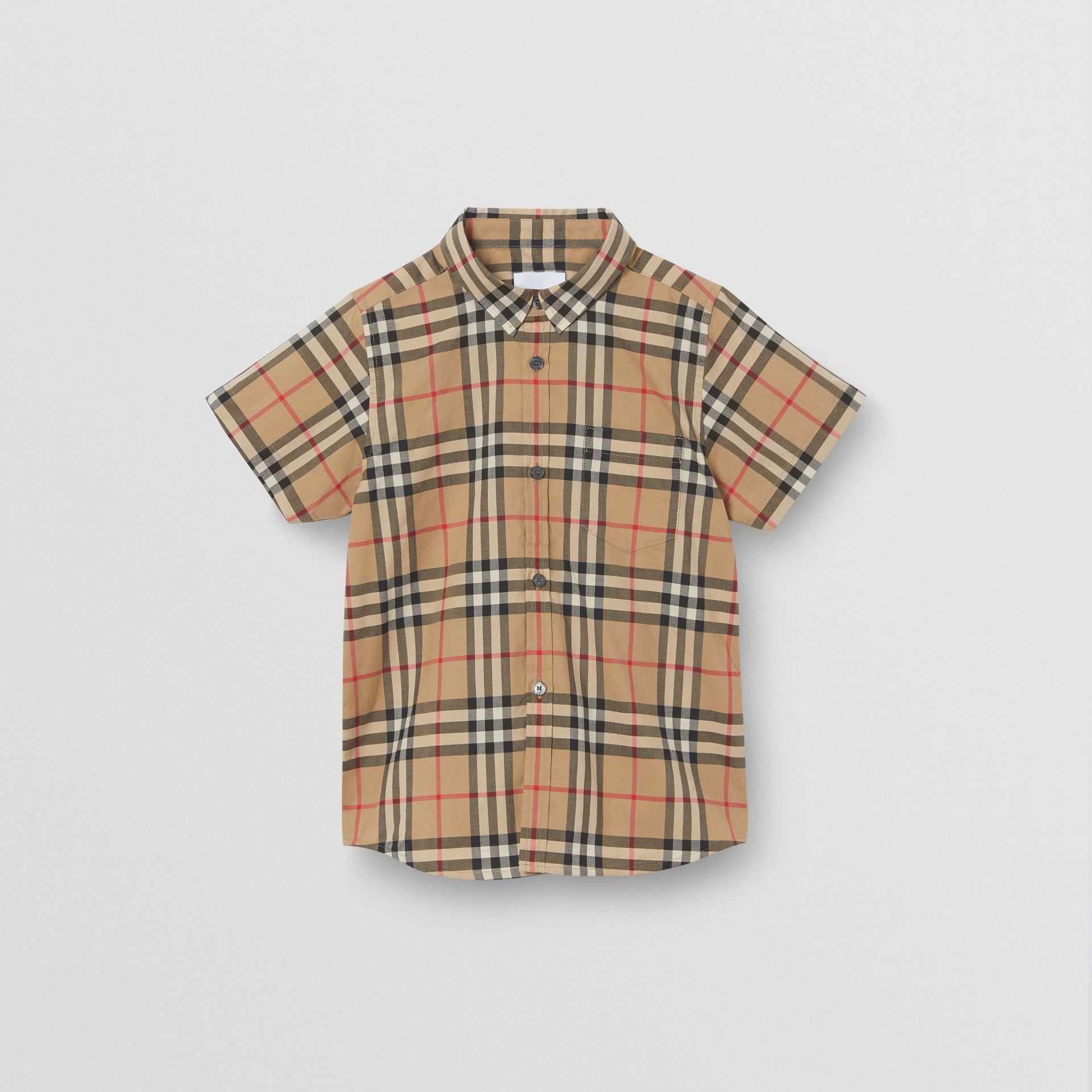 Boys Archive Beige Check Cotton Shirt