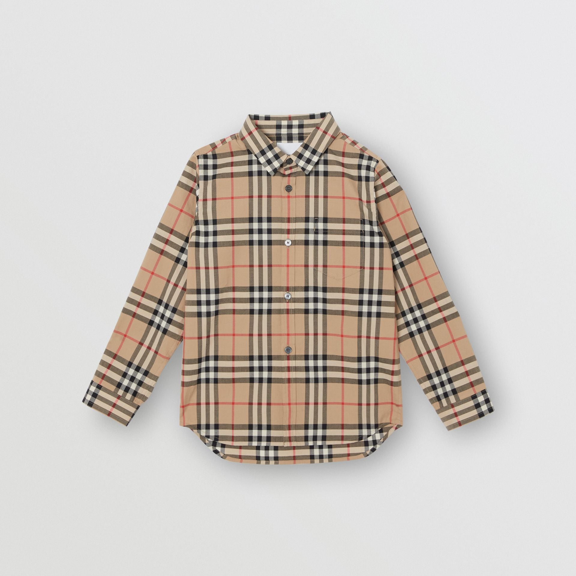 Boys Archive Beige Check Cotton Shirt