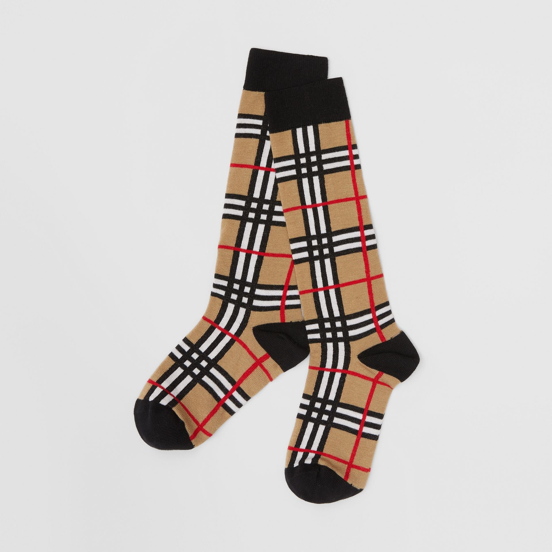 Boys & Girls Archive Beige Check Cotton Socks