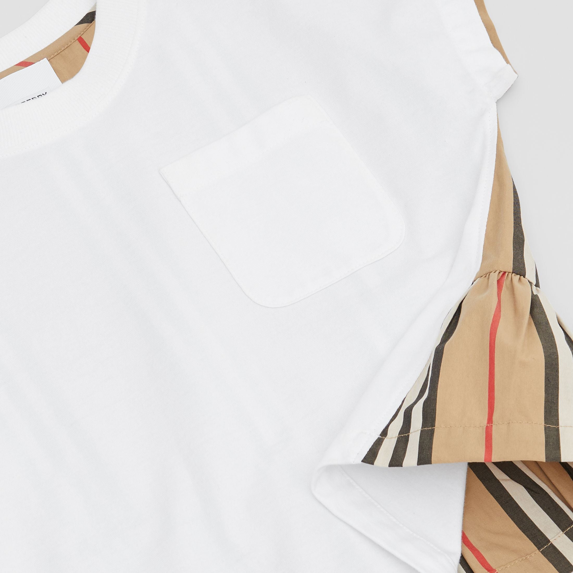 Girls White & Archive Beige Cotton T-shirt