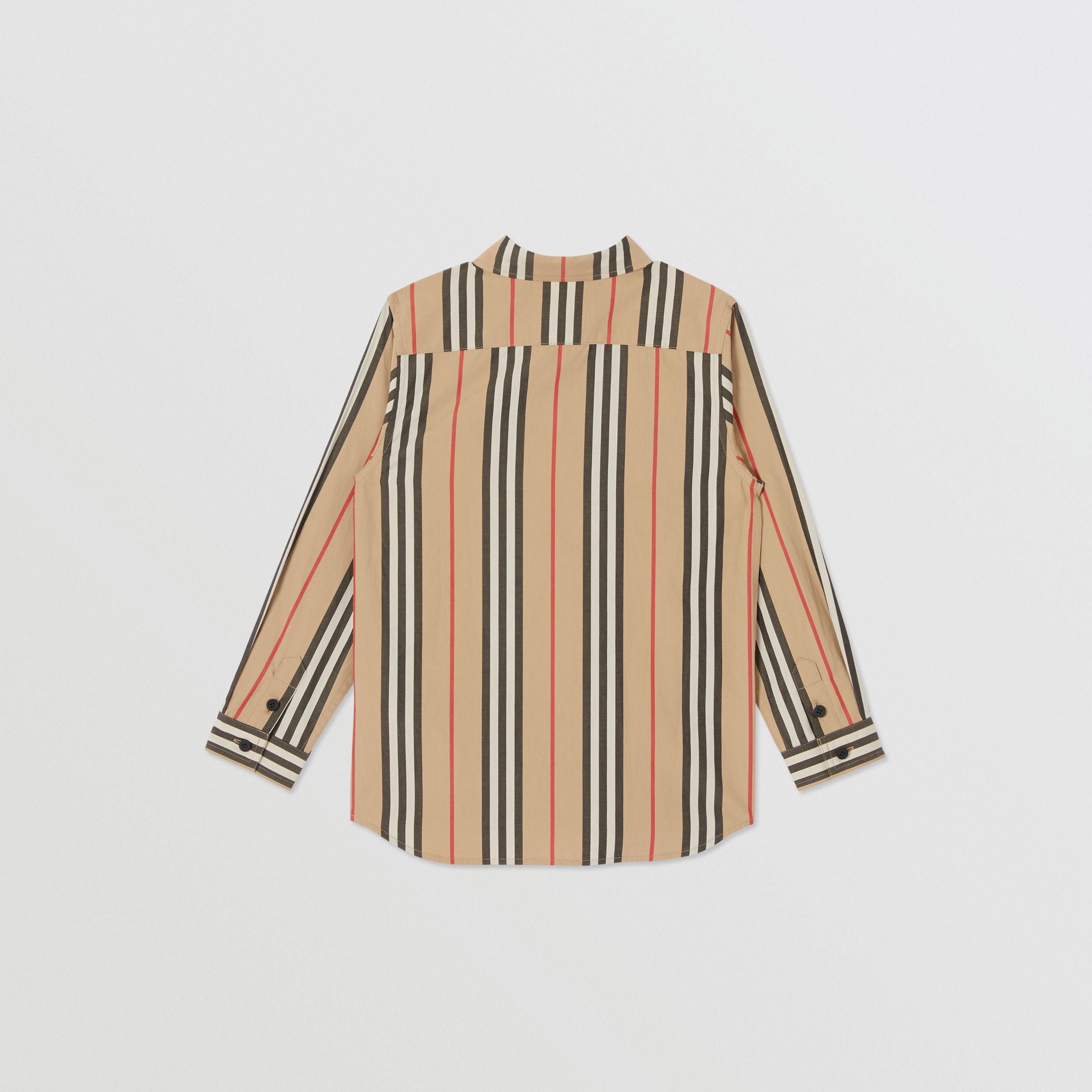 Boys Archive Beige Striped Cotton Shirt