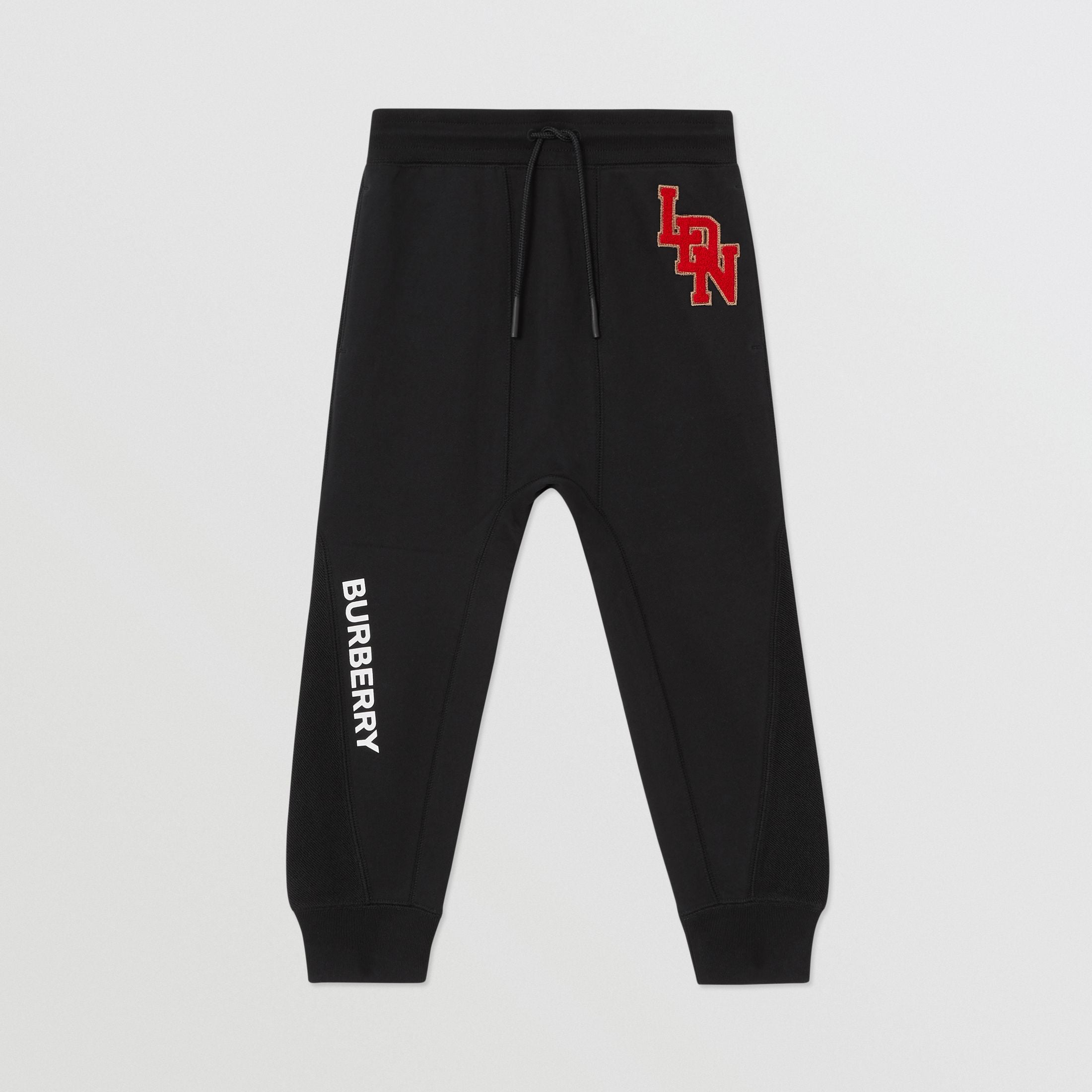 Boys Black Logo Cotton Trousers