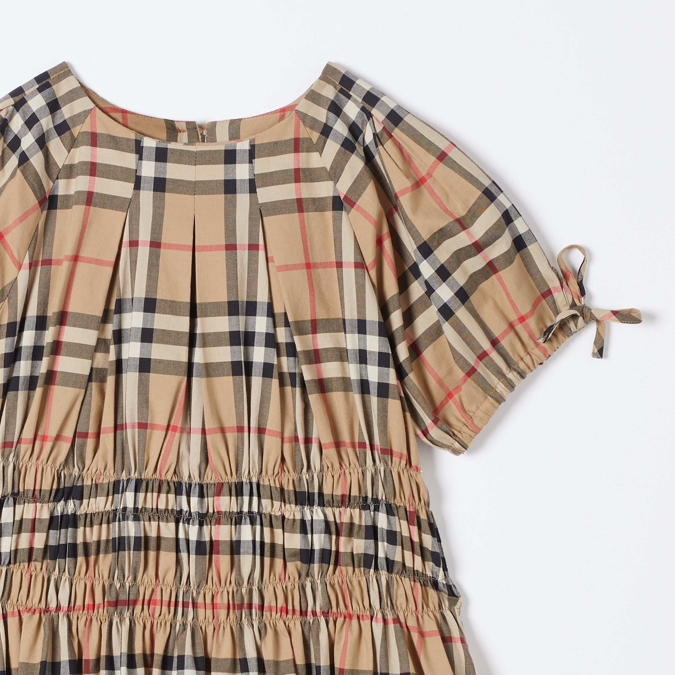 Girls Archive Beige Check Cotton Dress
