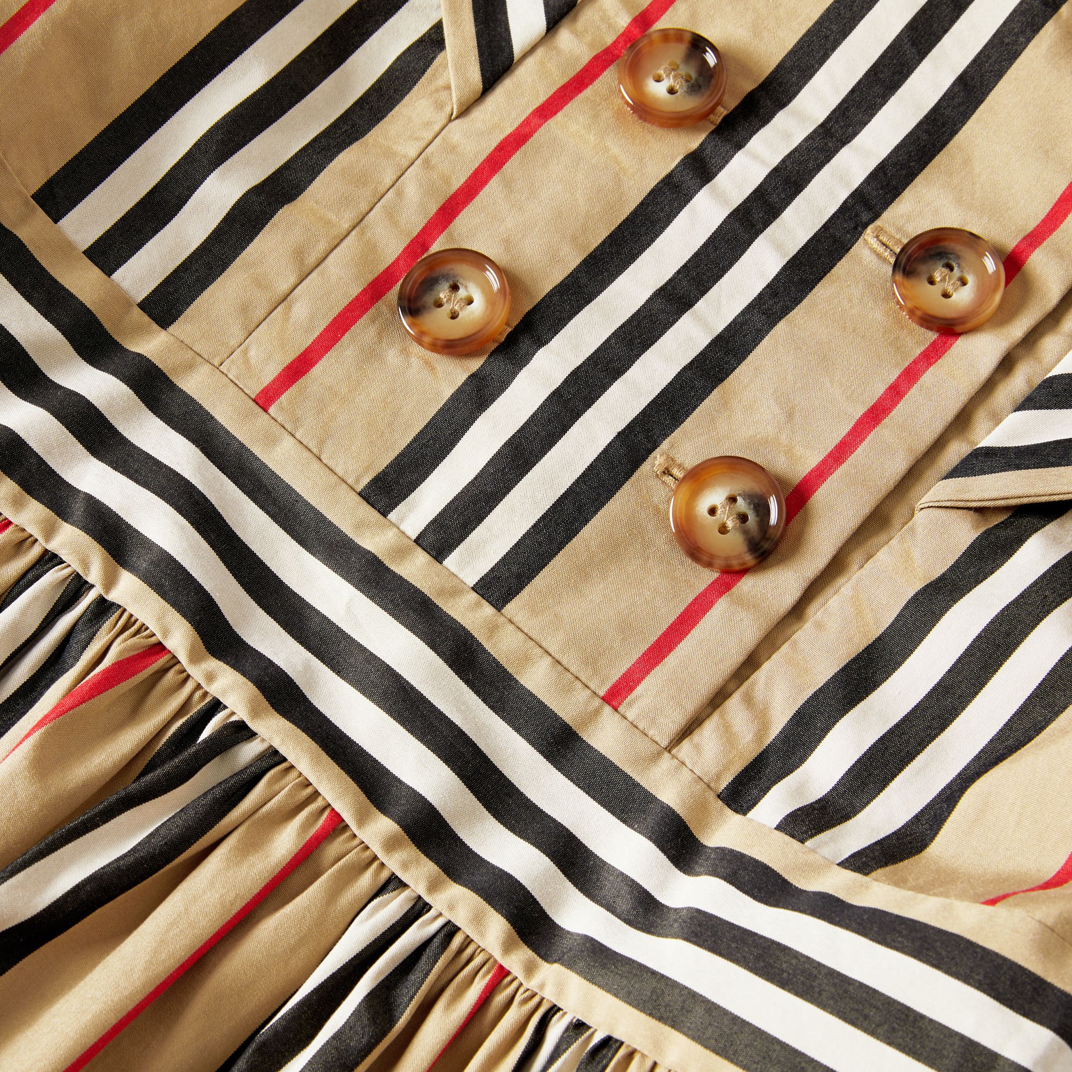 Girls Archive Beige Striped Cotton Dress