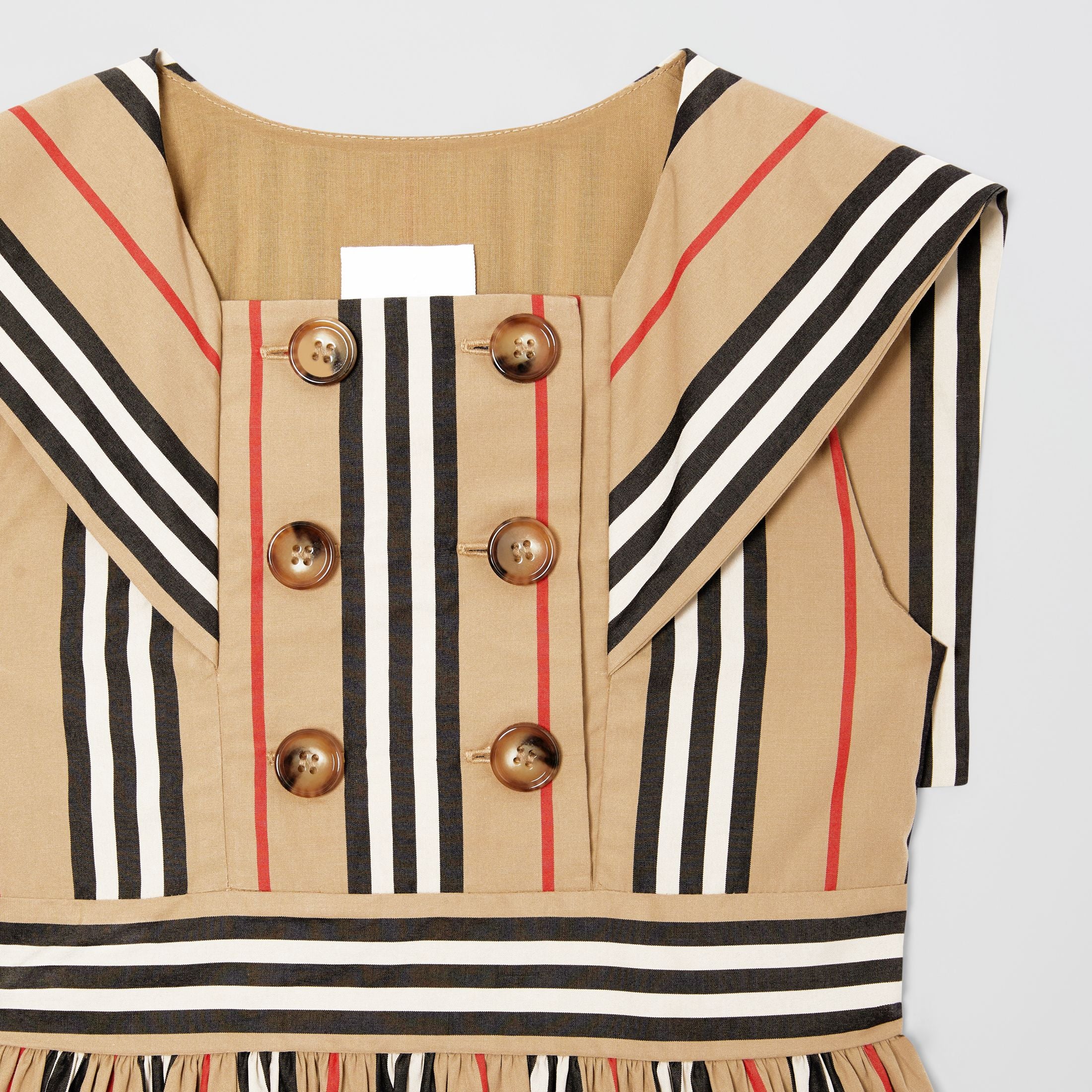 Girls Archive Beige Striped Cotton Dress