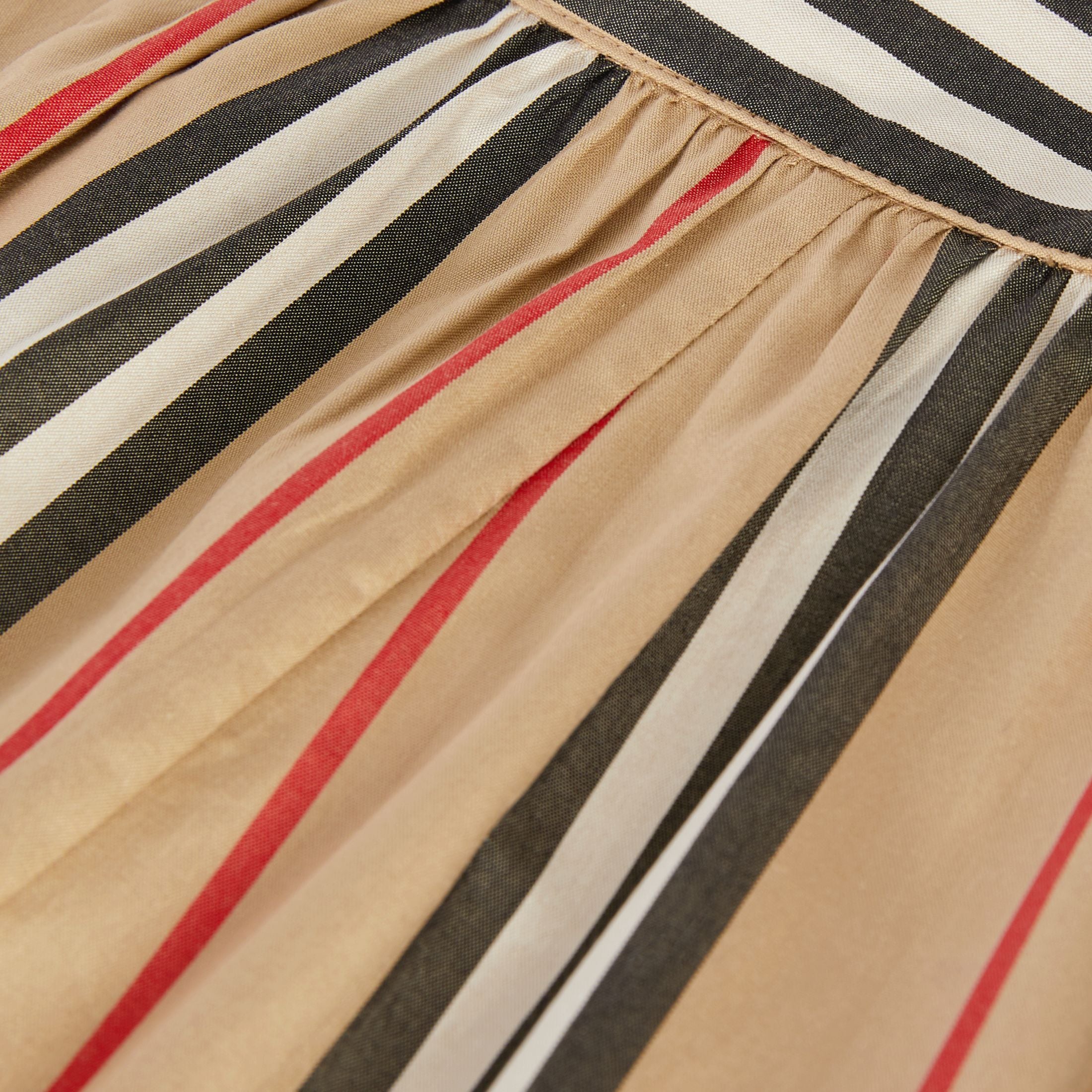 Baby Girls Beige Striped Cotton Trousers