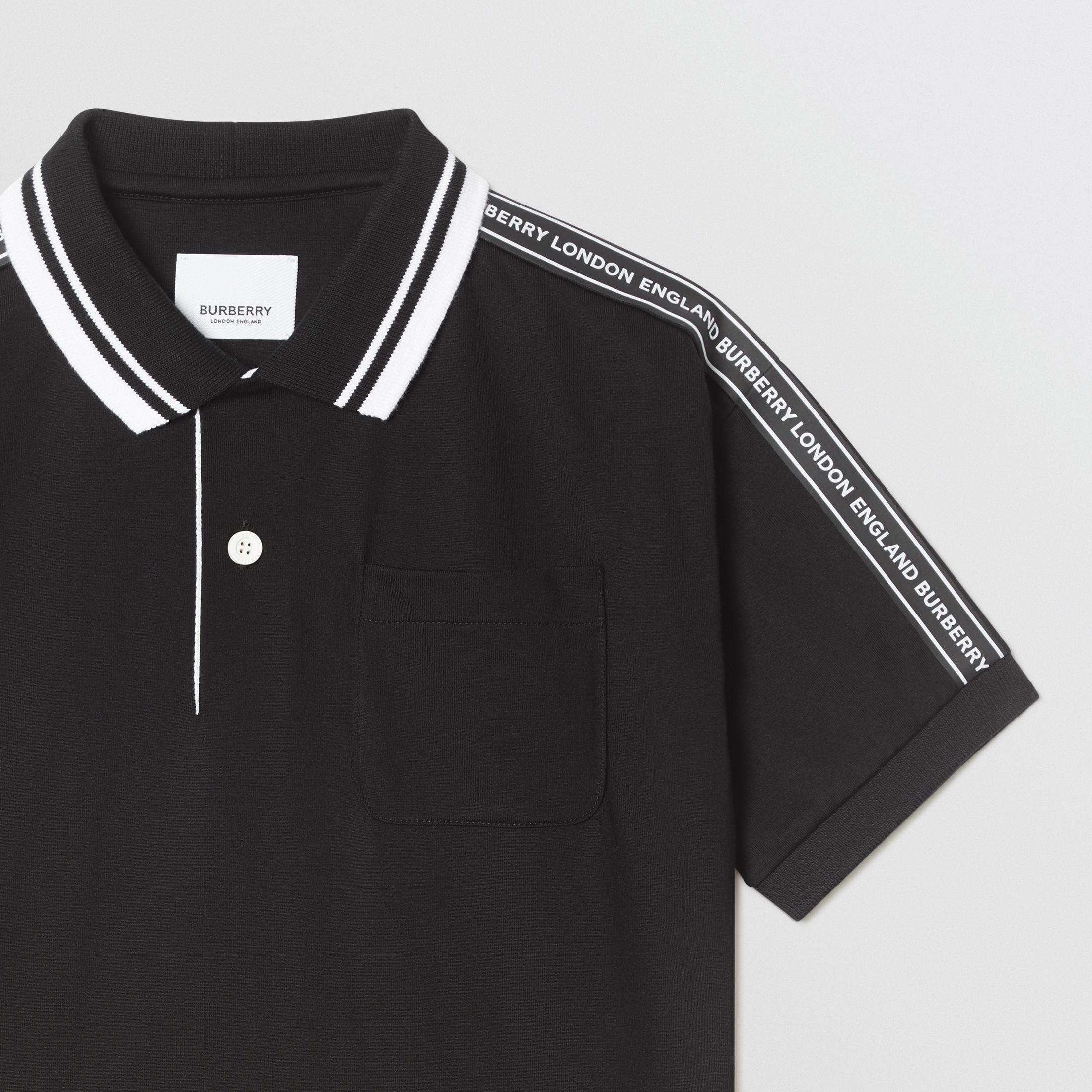 Boys Black Cotton Polo Shirt