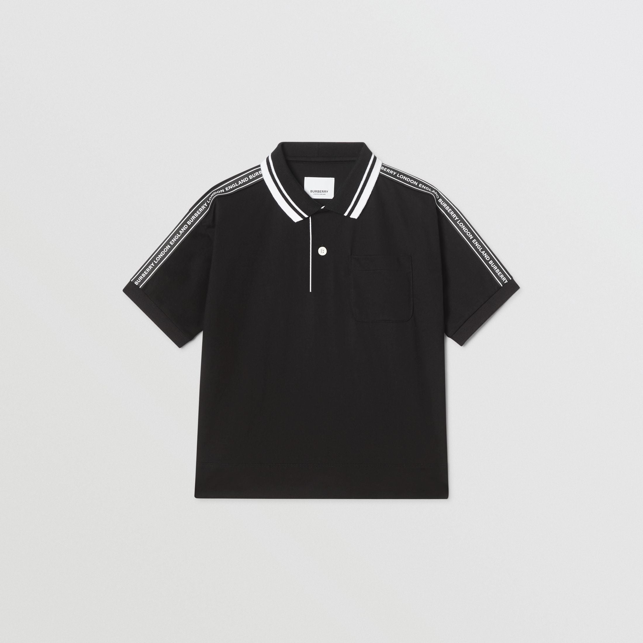 Boys Black Cotton Polo Shirt