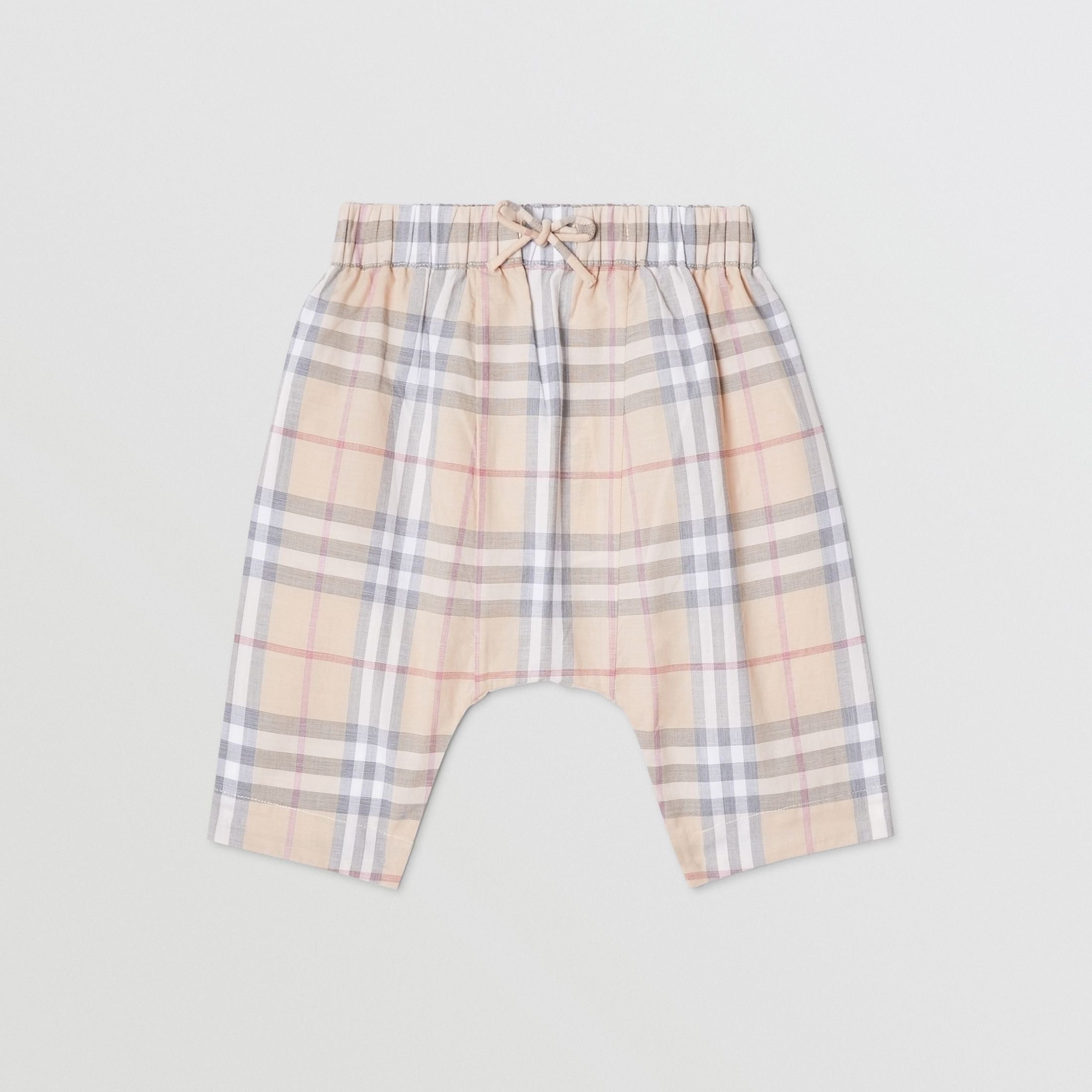 Baby Boys & Girls Beige Check Cotton Trousers