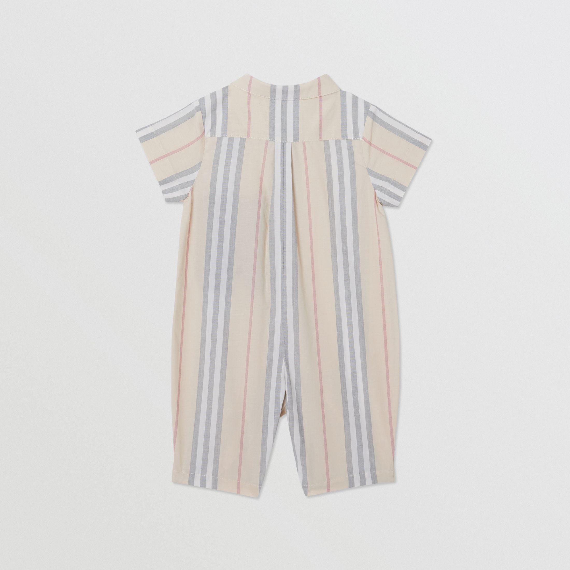 Baby Boys & Girls Beige Striped Cotton Babysuit