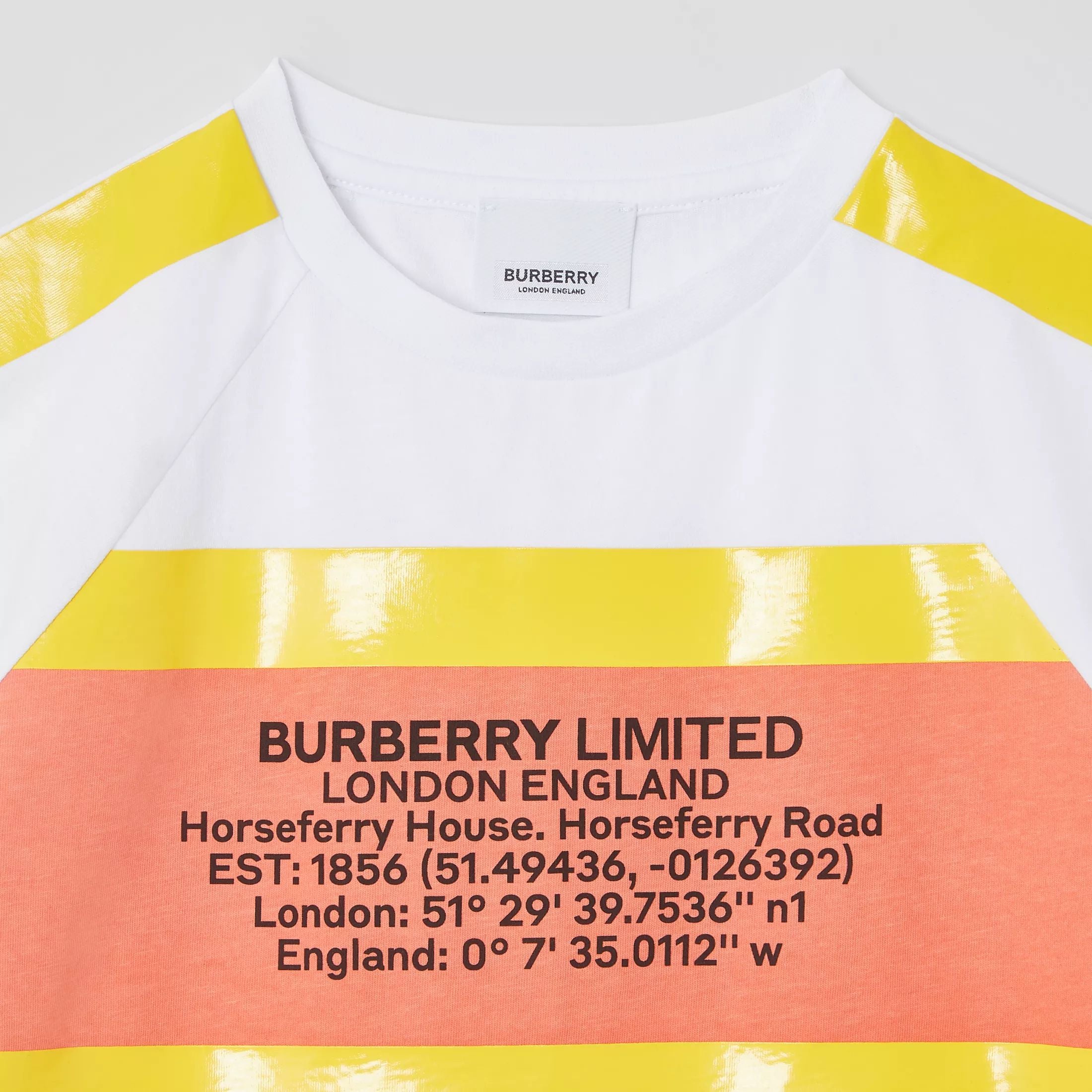 Girls White & Yellow Logo Cotton T-shirt