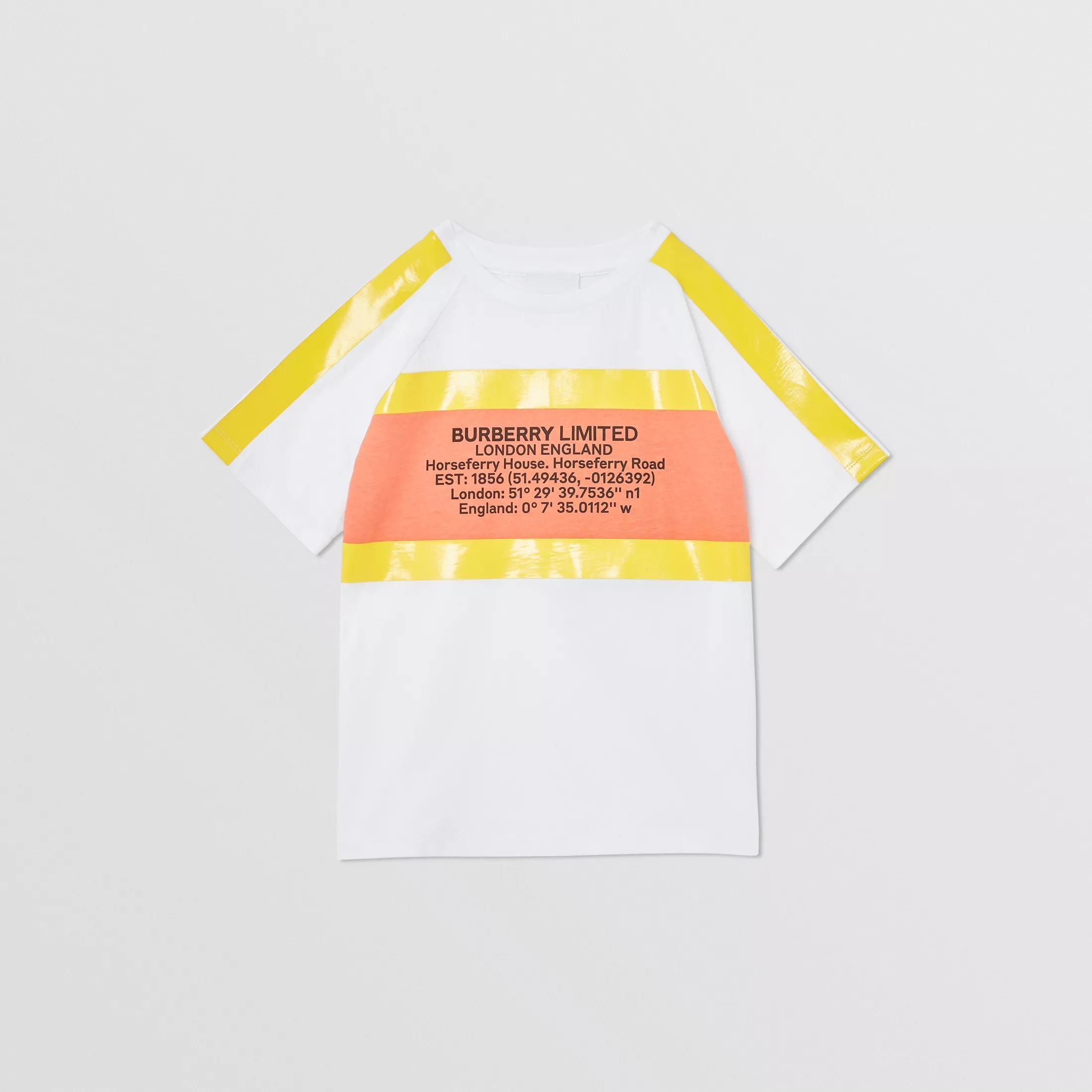 Girls White & Yellow Logo Cotton T-shirt
