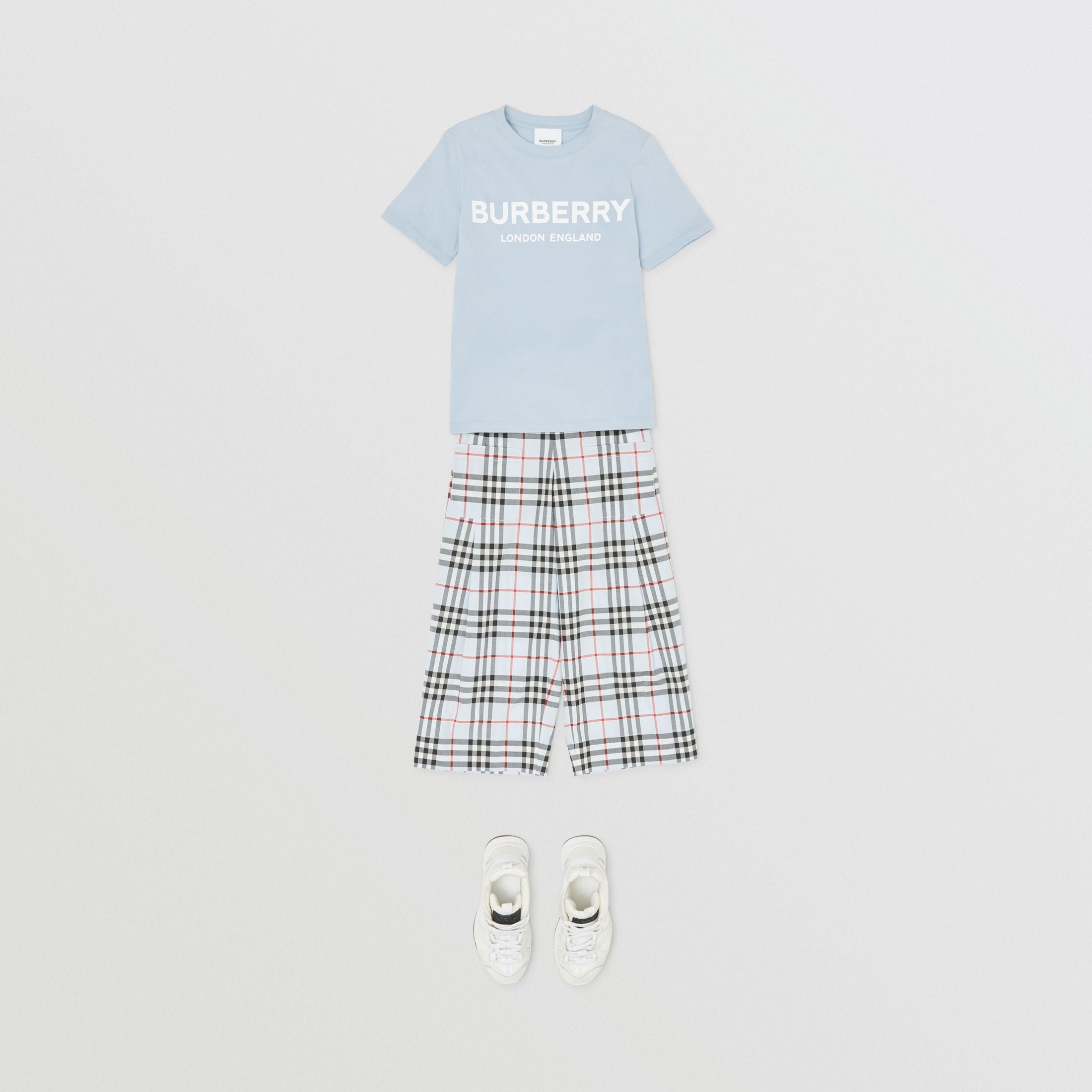 Boys Light Blue Logo Cotton T-shirt