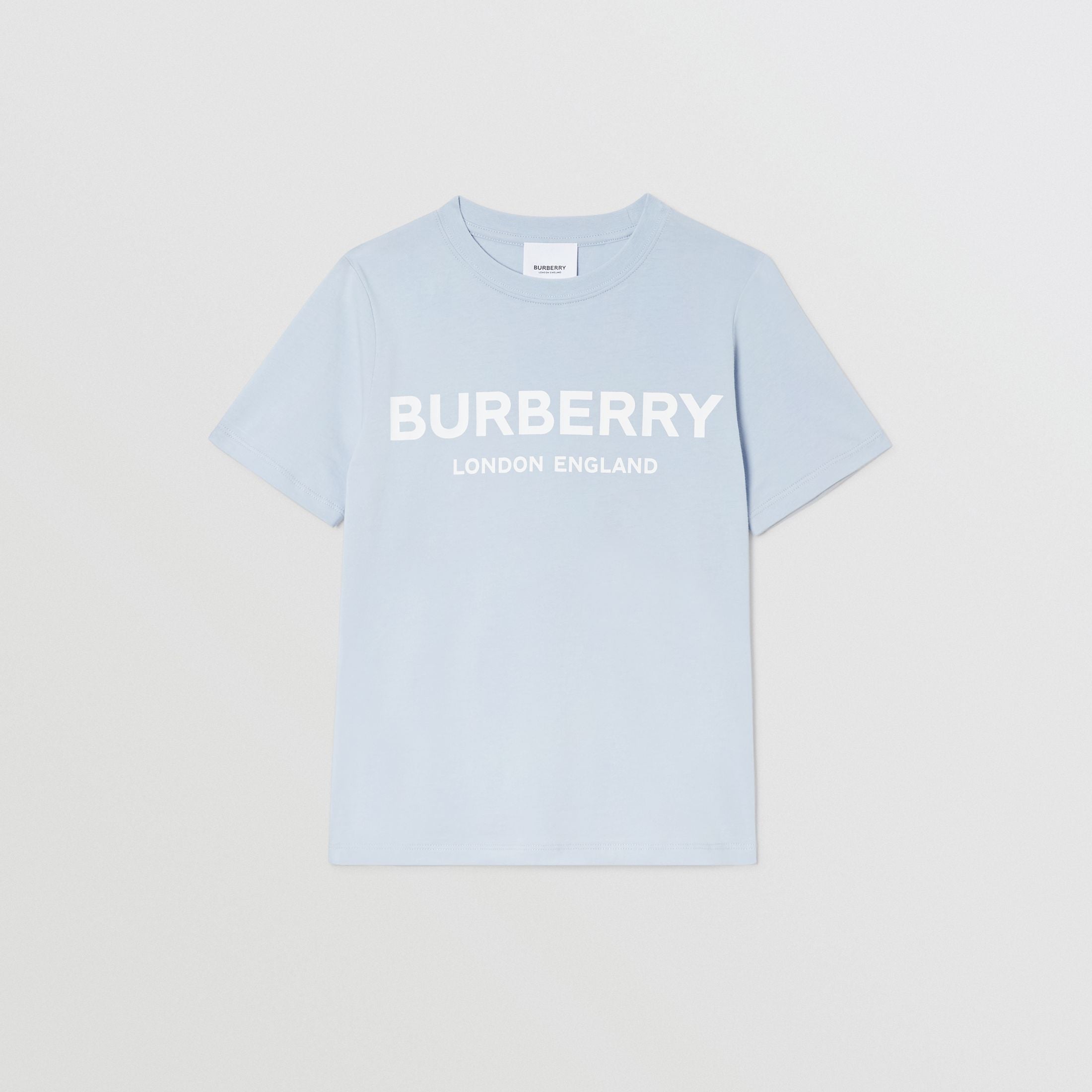 Boys Light Blue Logo Cotton T-shirt