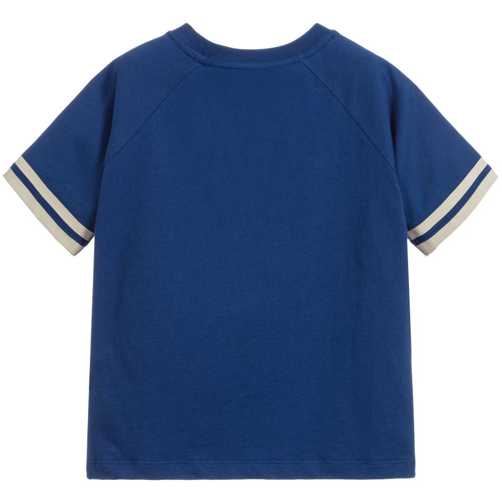 Boys Dark Blue Logo Cotton T-shirt