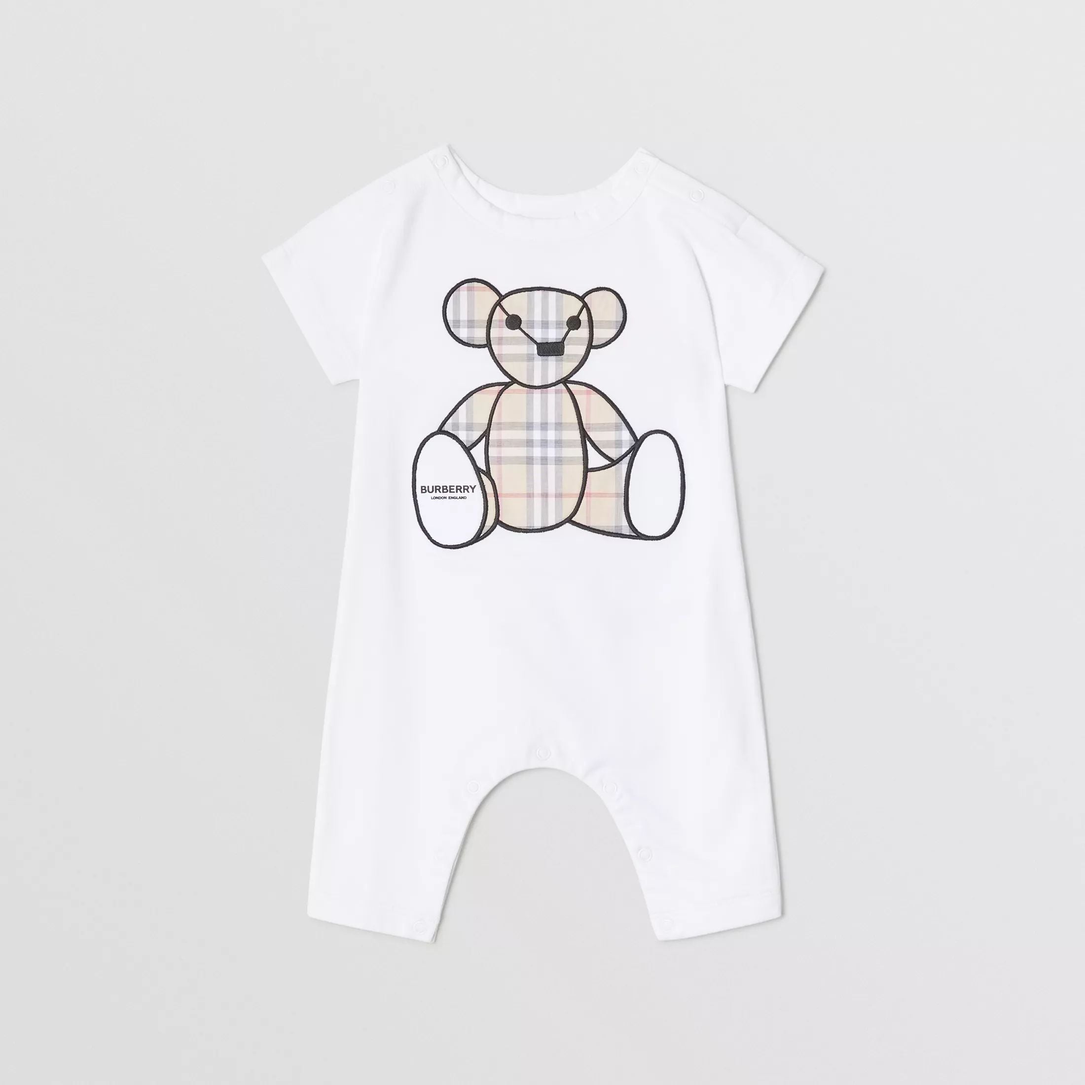 Baby Boys & Girls White Toy Cotton Babysuit