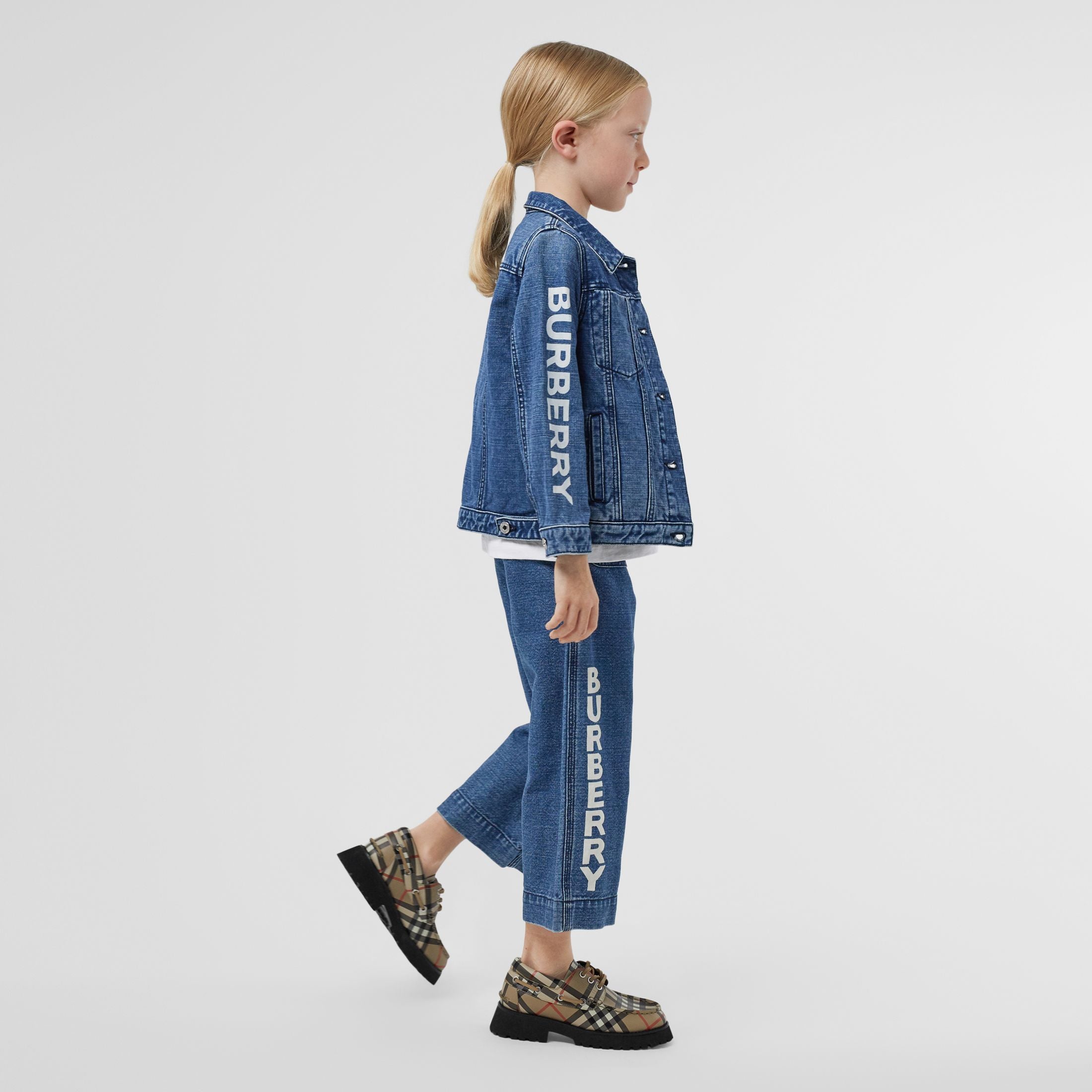 Girls Blue Logo Denim Trousers