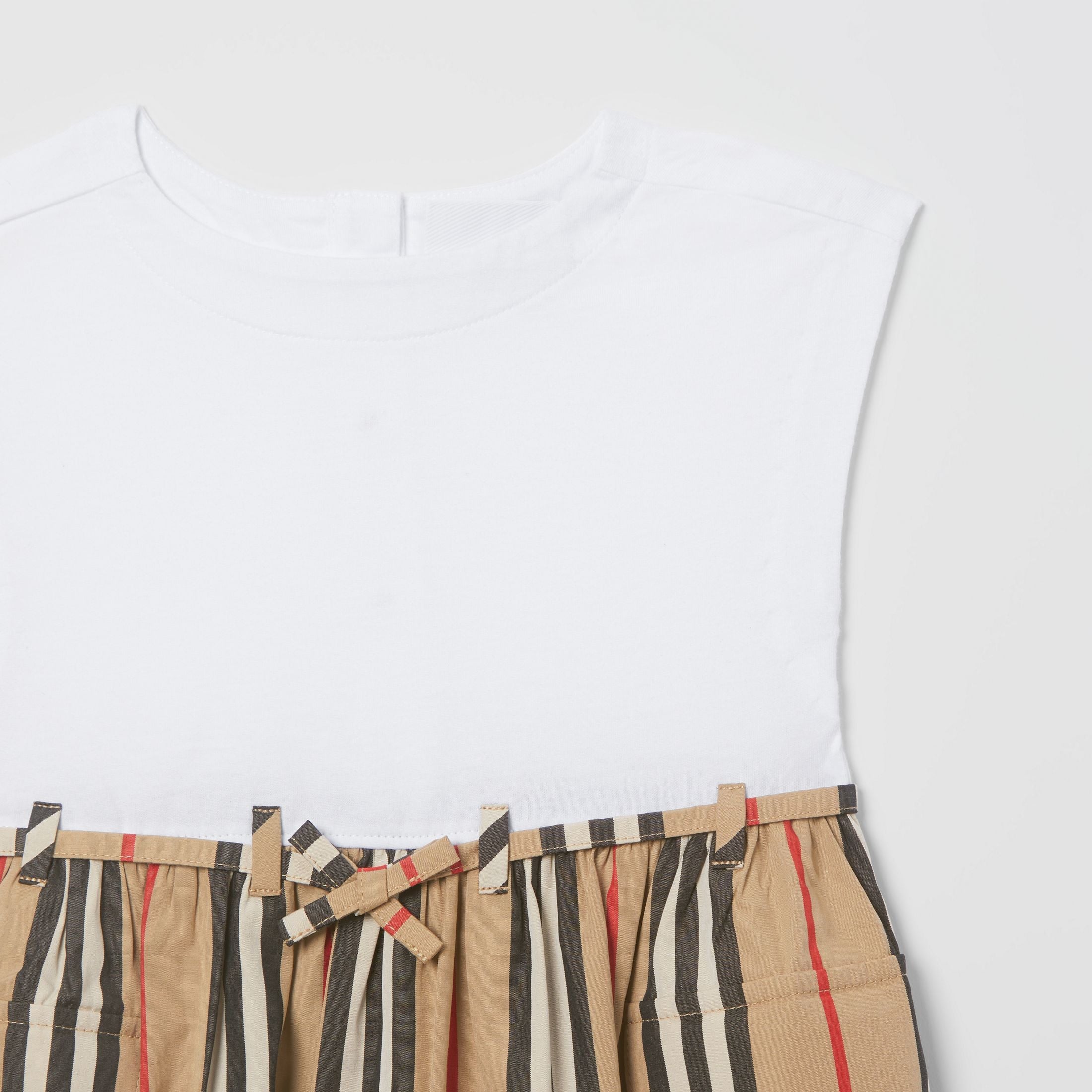 Baby Girls White & Archive Beige Cotton Dress