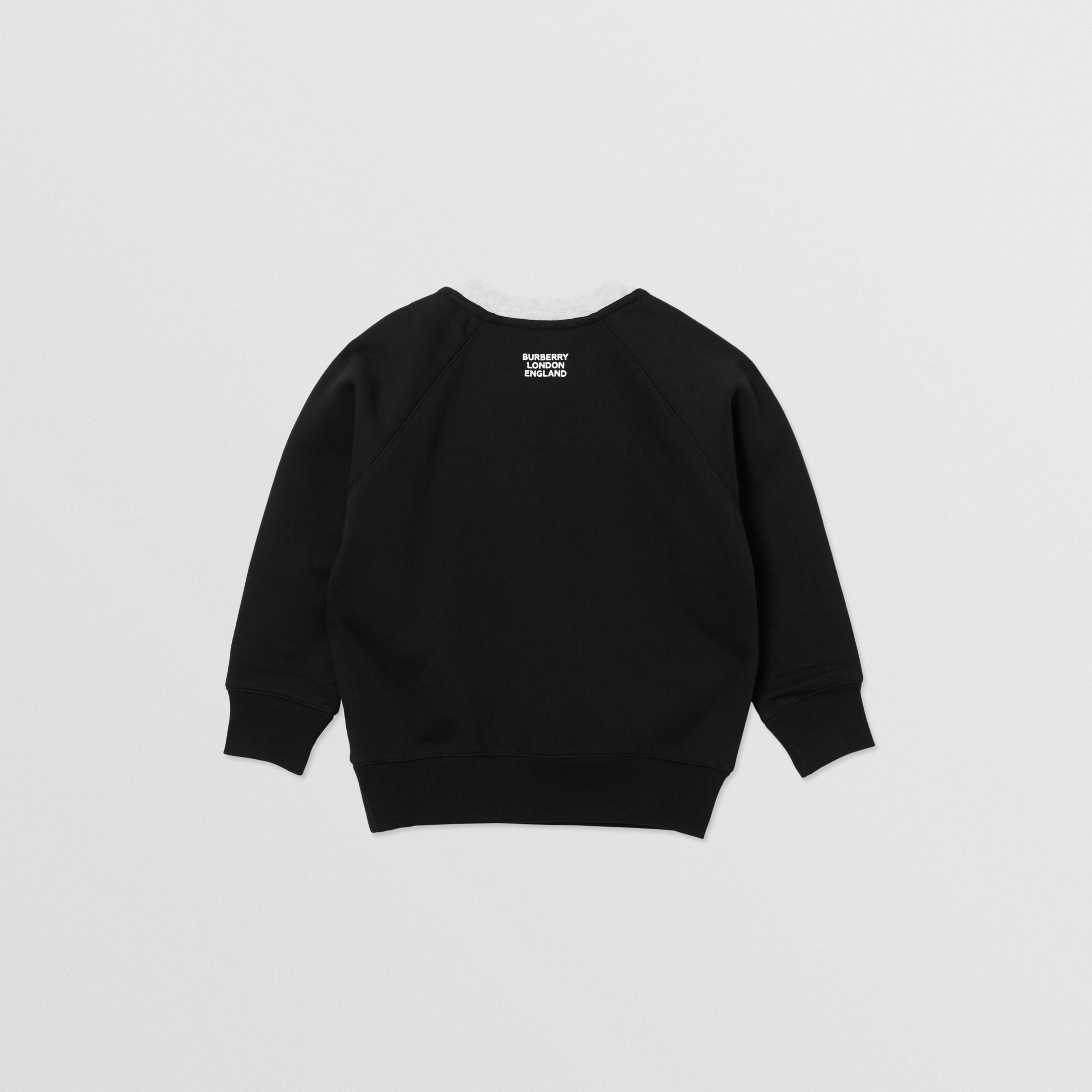 Girls Black Pattern Cotton Sweatshirt
