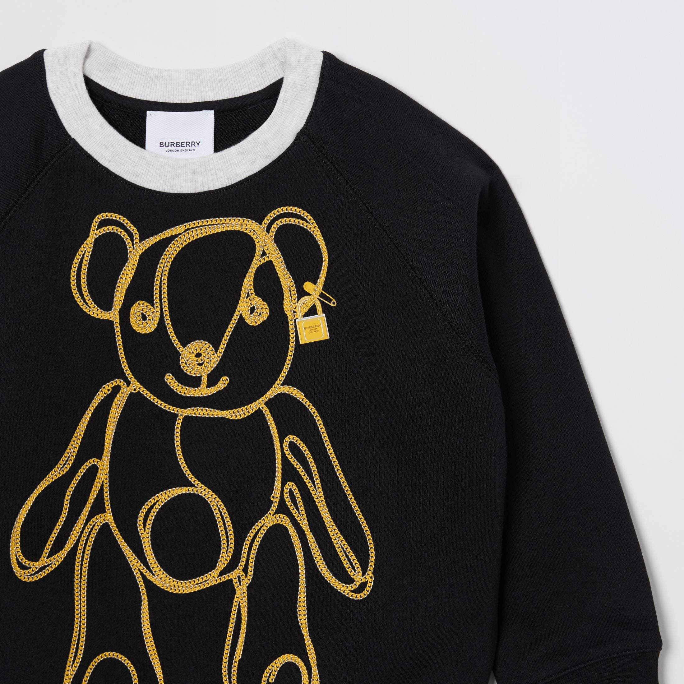 Girls Black Pattern Cotton Sweatshirt