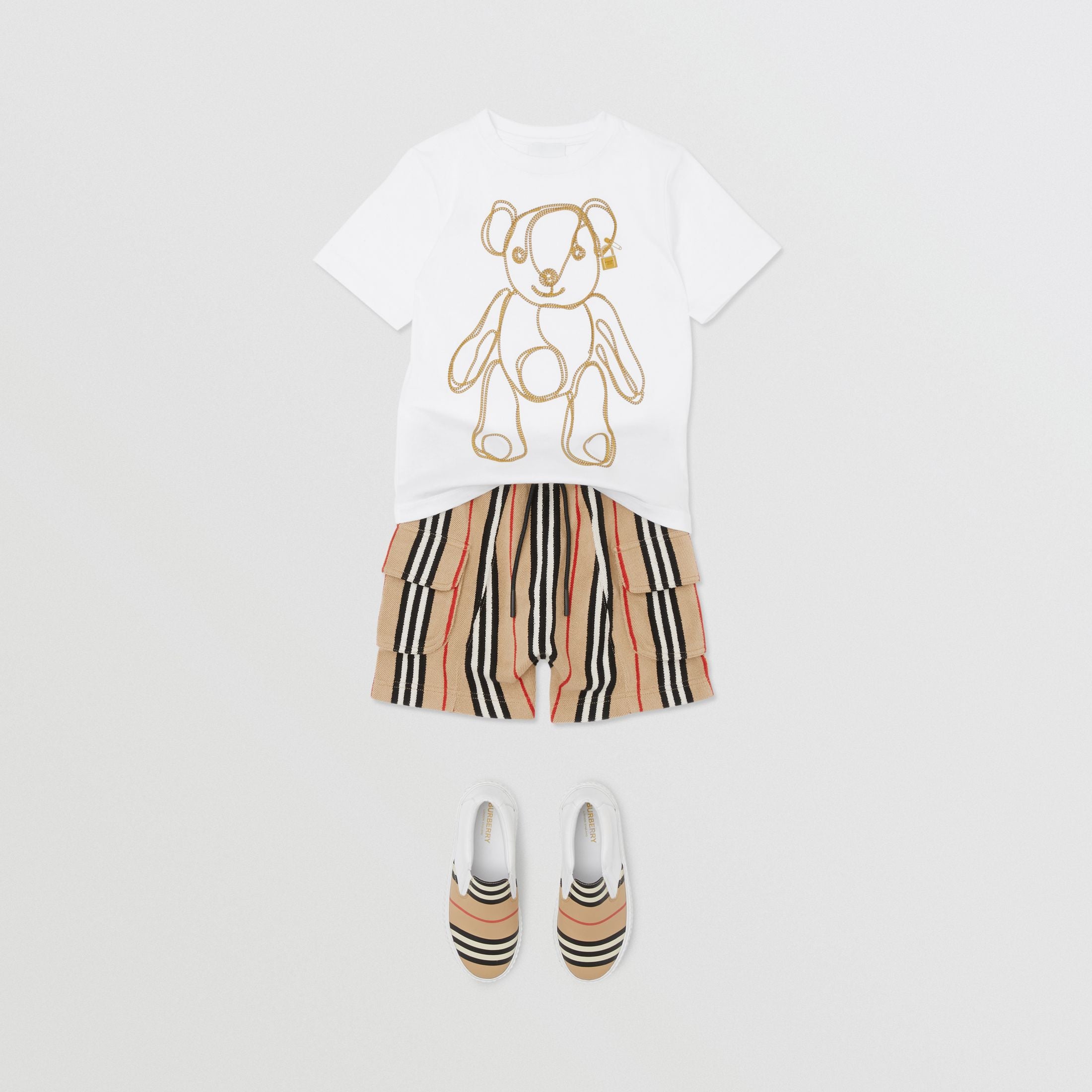 Girls White Pattern Cotton T-shirt