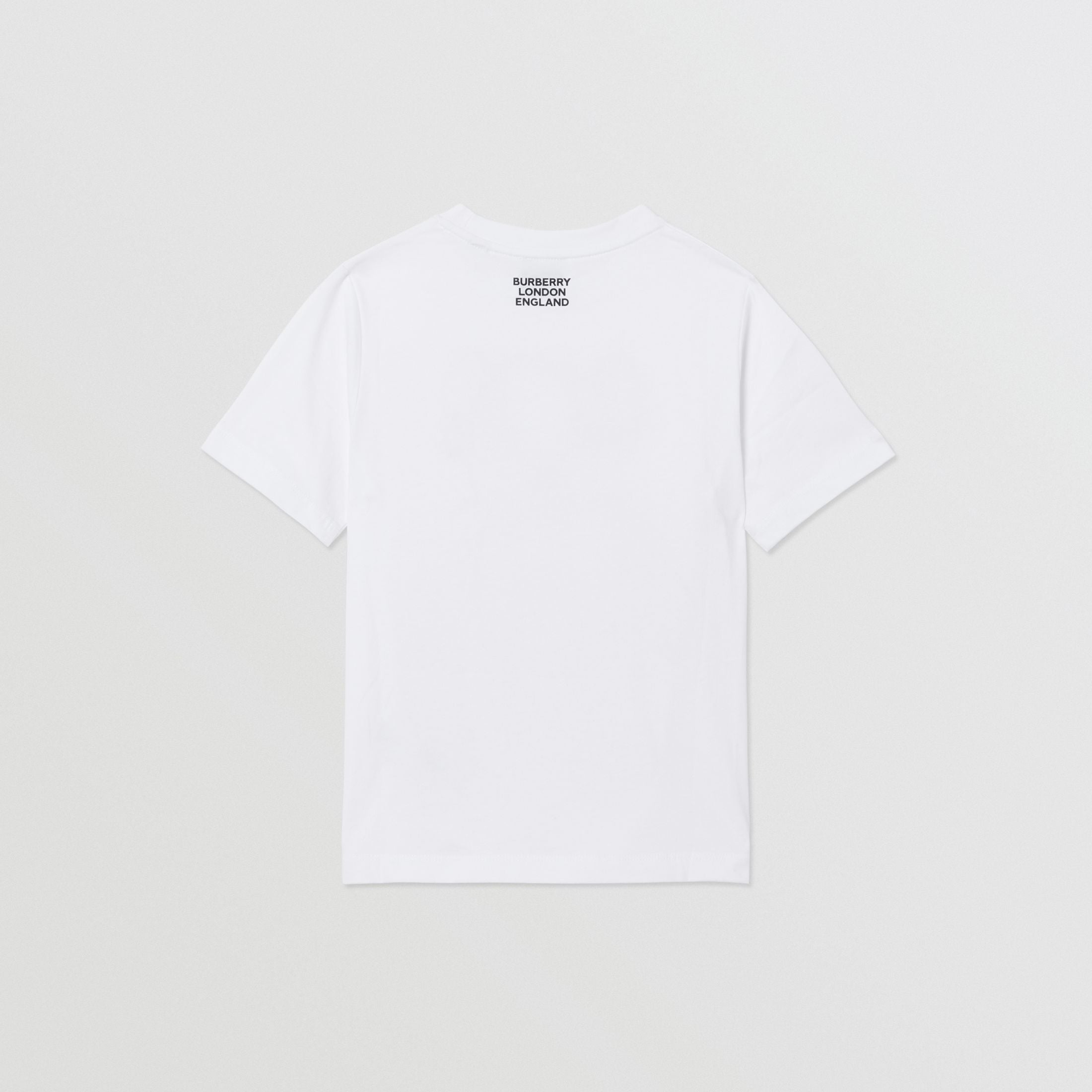 Girls White Pattern Cotton T-shirt