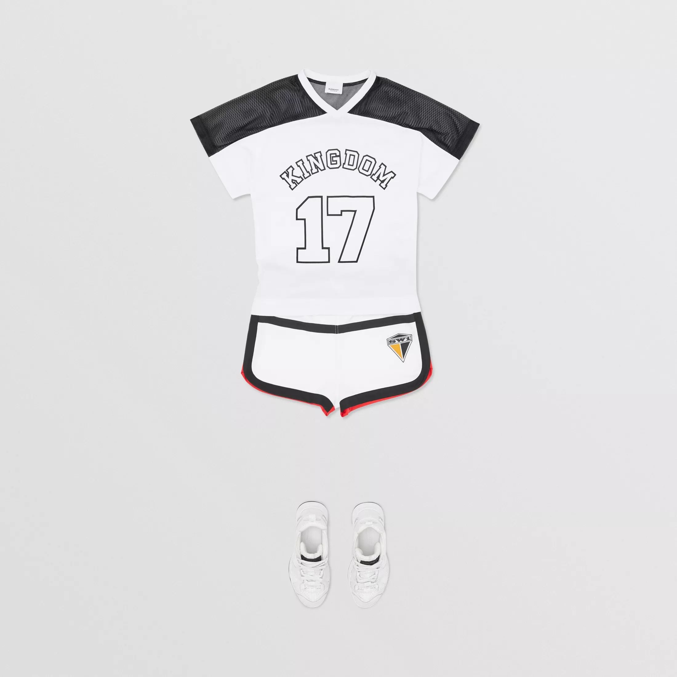Girls Black & White Logo Cotton T-shirt