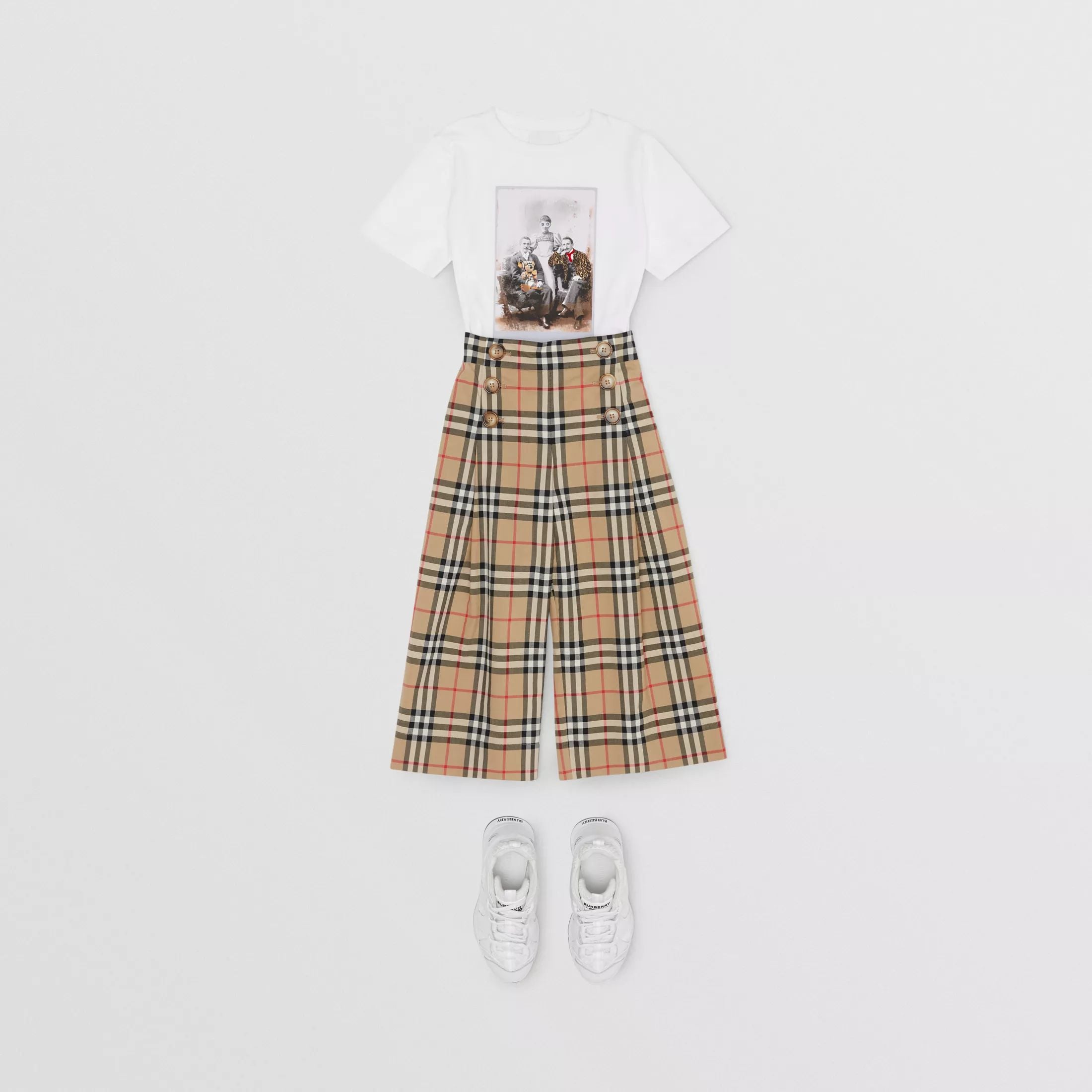 Girls Archive Beige Check Trousers