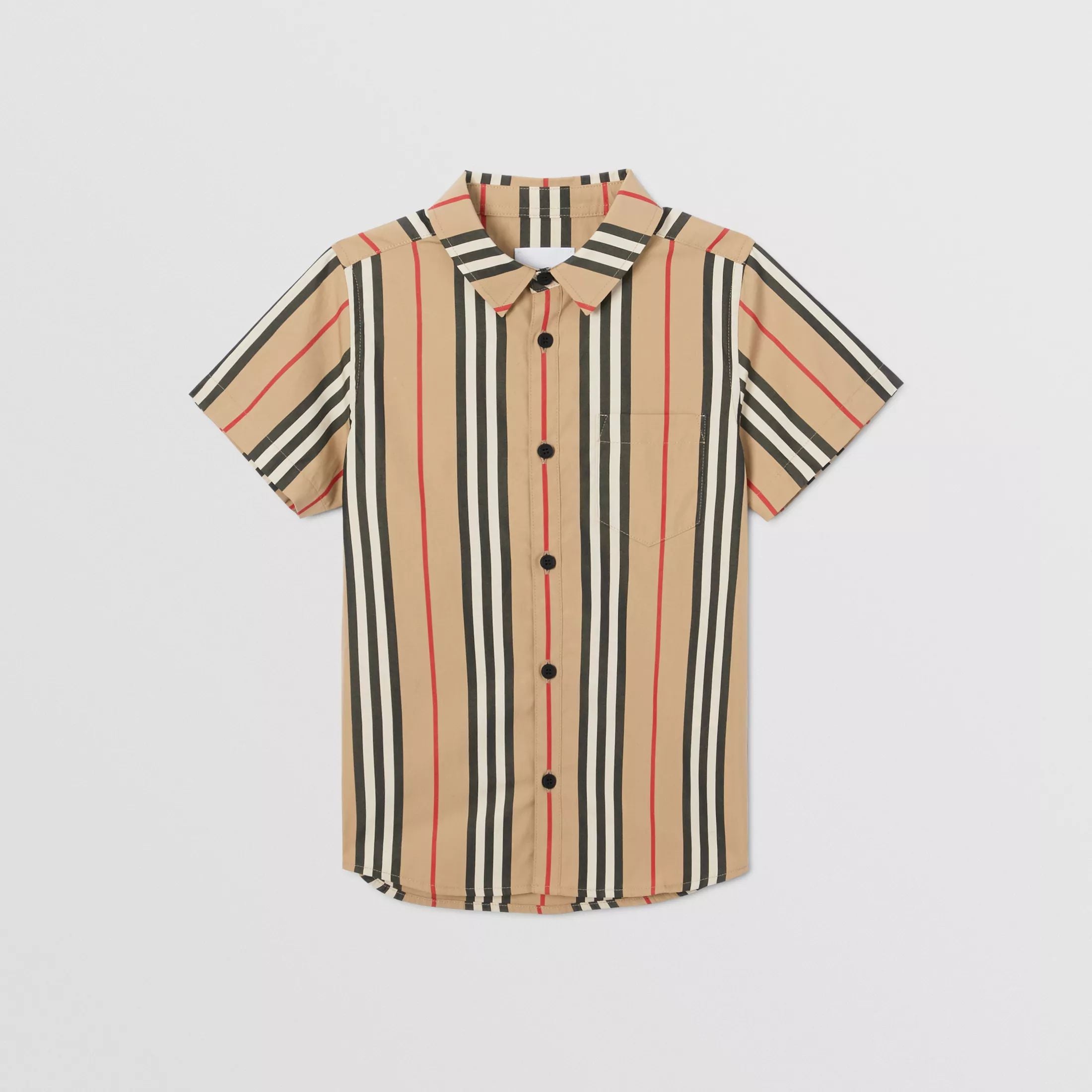 Boys Archive Beige Stripe Cotton Shirt