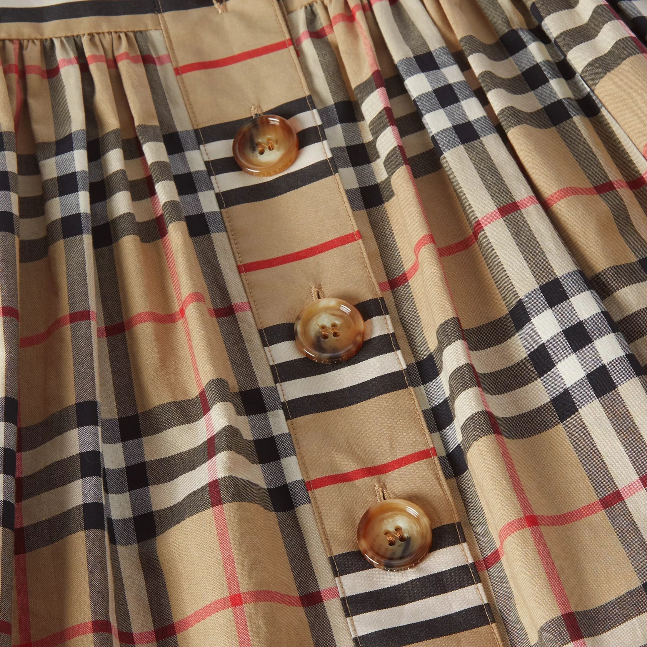 Girls Archive Beige Check Cotton Dress