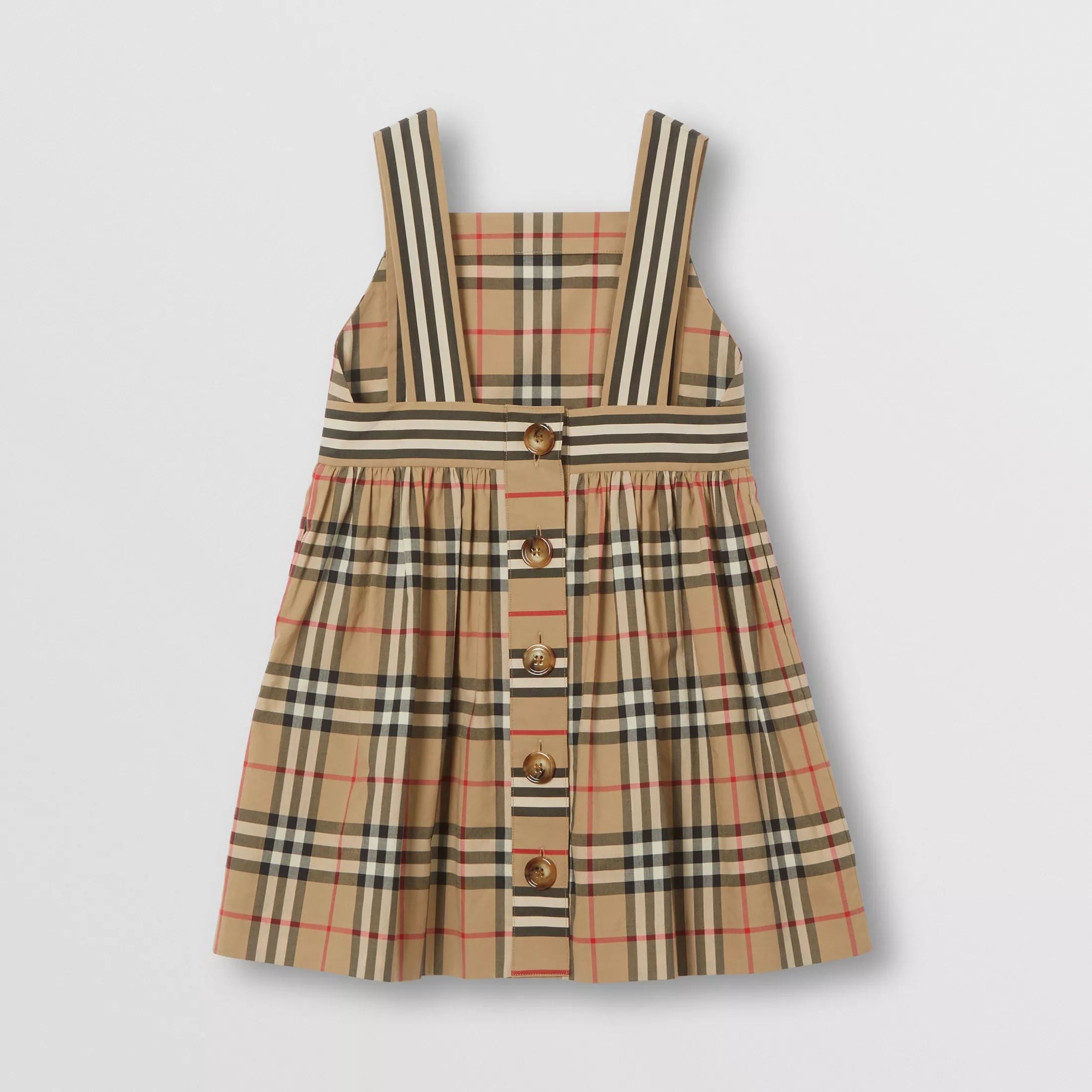 Girls Archive Beige Check Cotton Dress