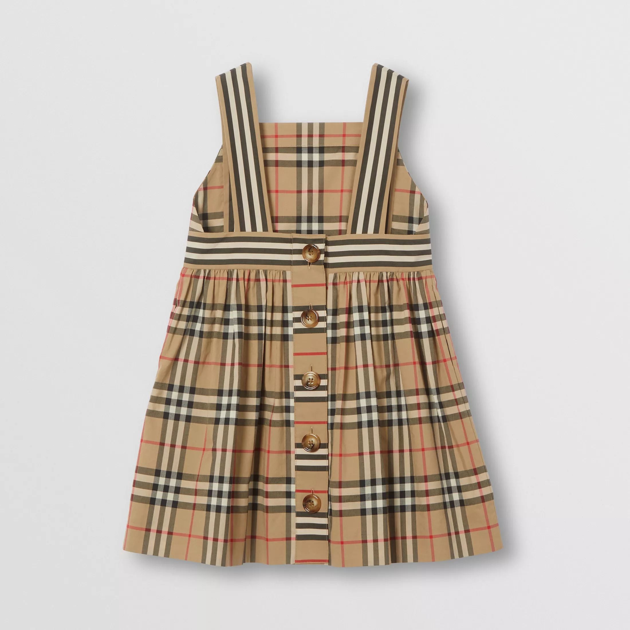 Girls Archive Beige Check Cotton Dress Girls Archive Beige Check Cotton Dress
