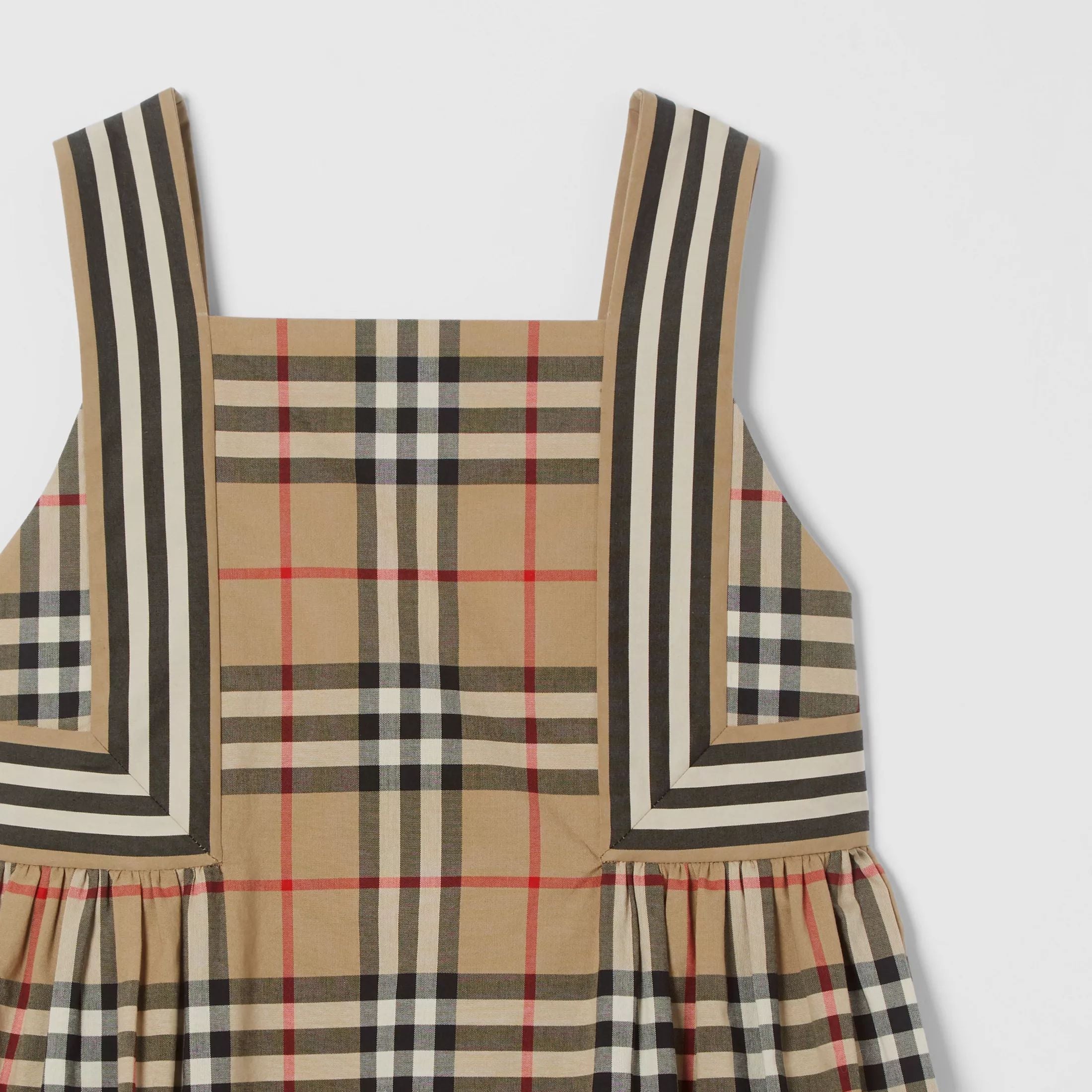 Girls Archive Beige Check Cotton Dress