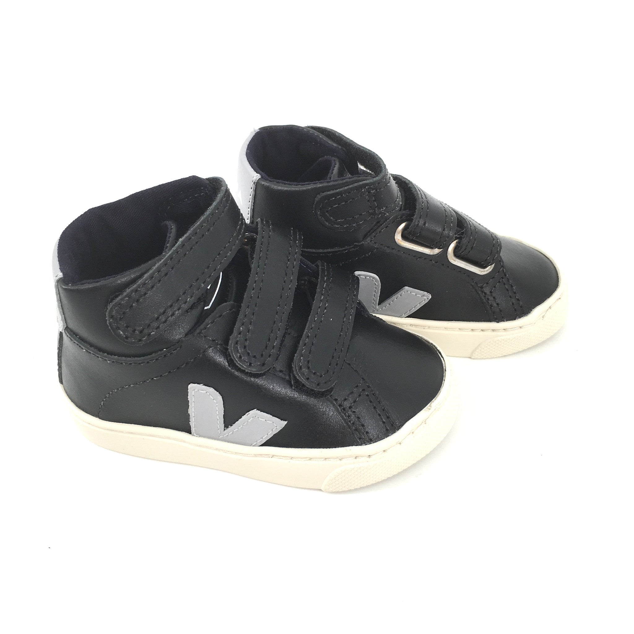 Boy&Girls Black Leather Velcro High Top Shoes - CÉMAROSE | Children's Fashion Store