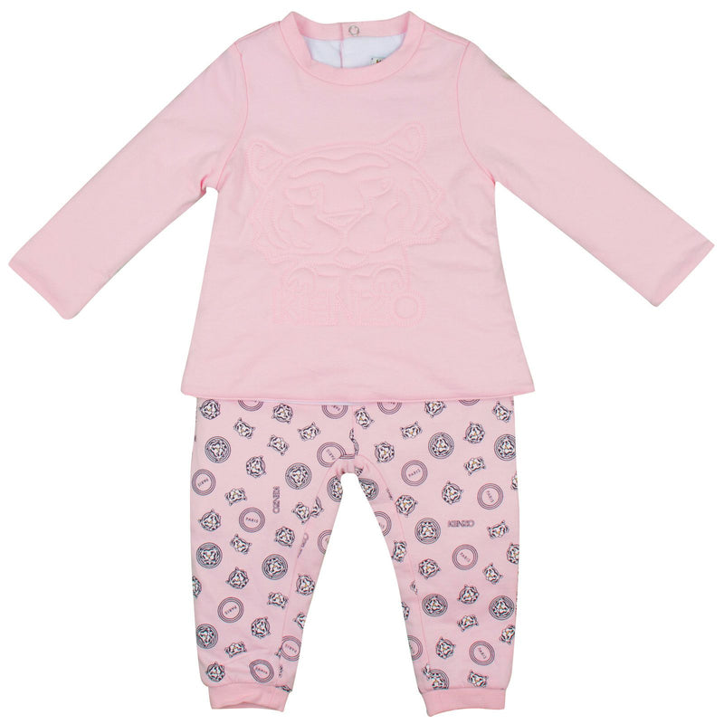 Baby Girls Pink Tiger Head Printed Padded Top&Trouser - CÉMAROSE | Children's Fashion Store - 1