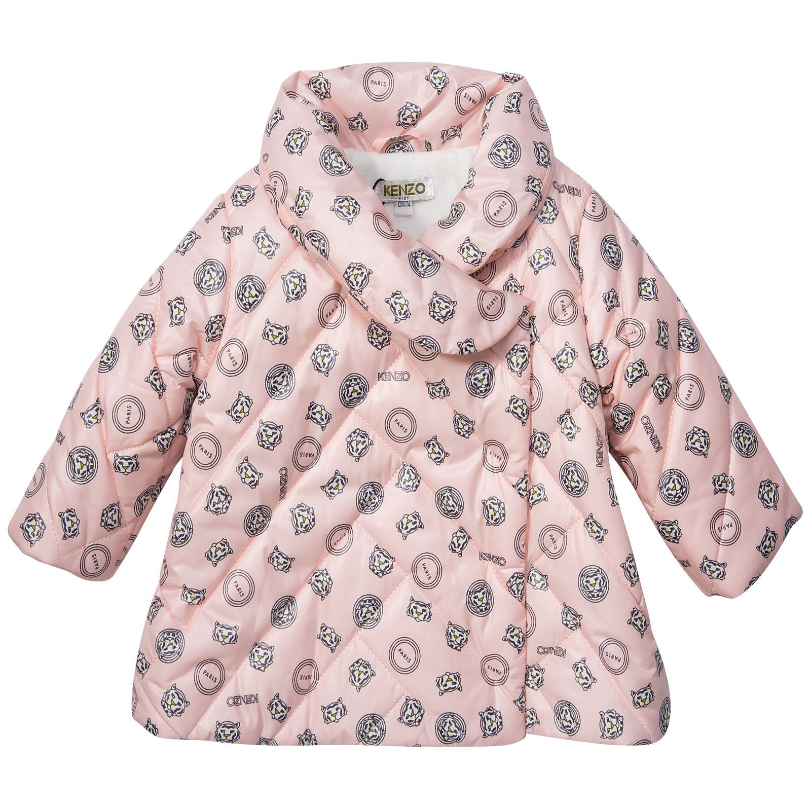 Baby Girls Pink Tigers Head Printed Padded Jacket - CÉMAROSE | Children's Fashion Store - 1