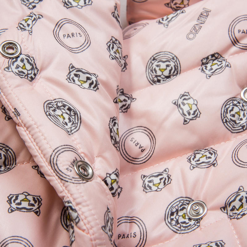 Baby Girls Pink Tigers Head Printed Padded Jacket - CÉMAROSE | Children's Fashion Store - 3