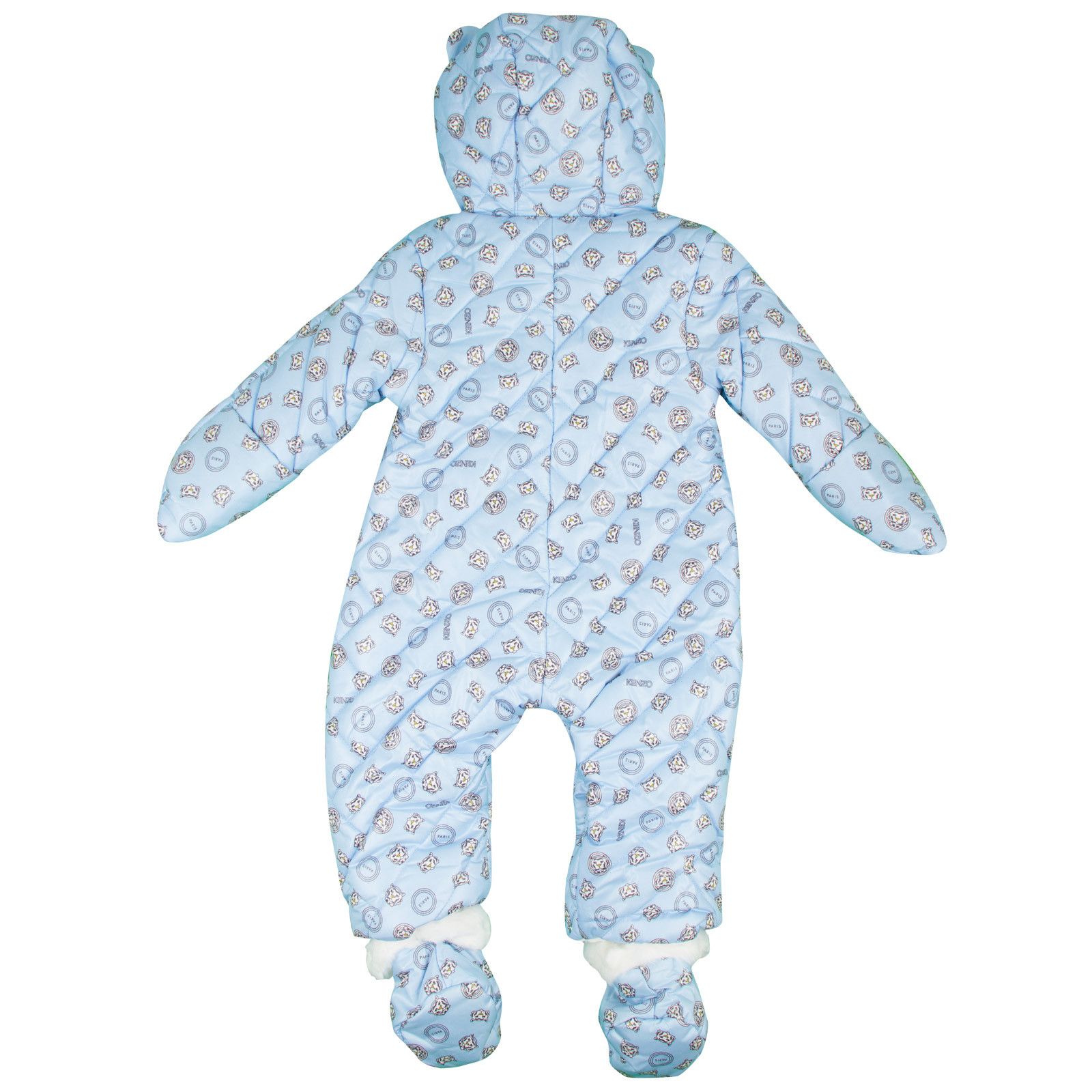 Baby Boys Blue Tiger Printed Snowsuit&Bootees With Synthetic fur trims - CÉMAROSE | Children's Fashion Store - 3