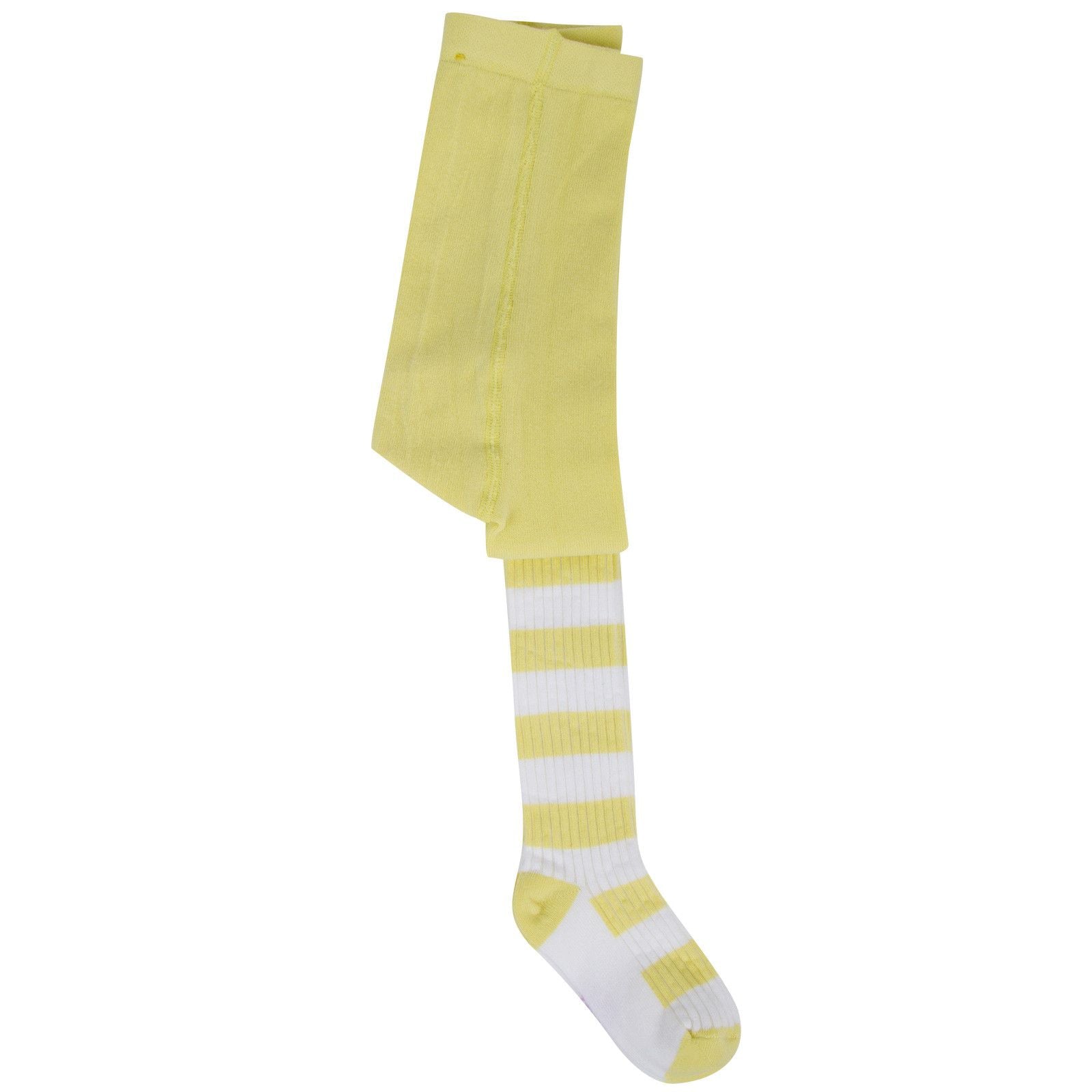 Baby Girls Yellow&White Stripe Monster Embroidered Tights - CÉMAROSE | Children's Fashion Store - 2