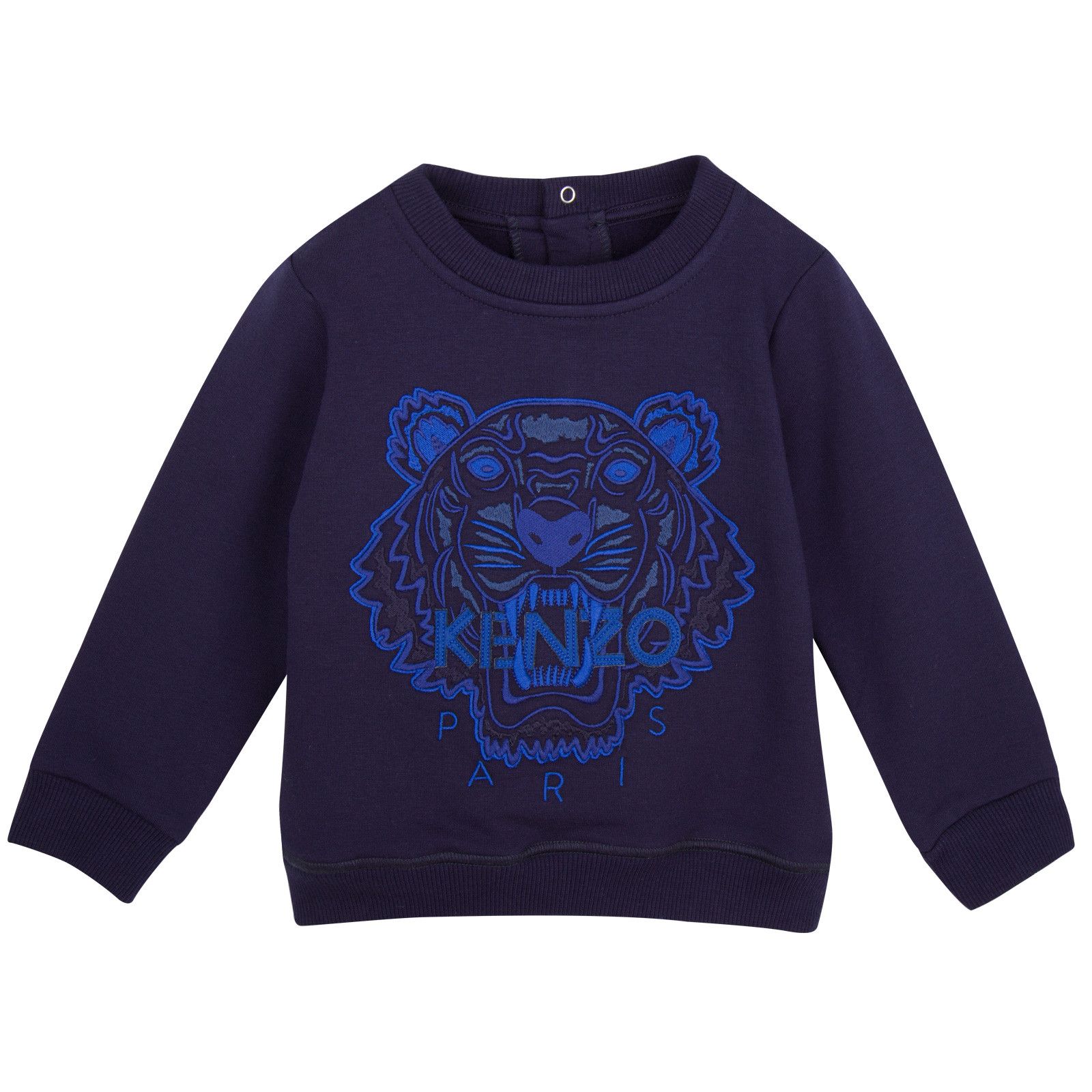 Baby Navy Blue Tiger Embroidered Sweatshirt - CÉMAROSE | Children's Fashion Store - 1