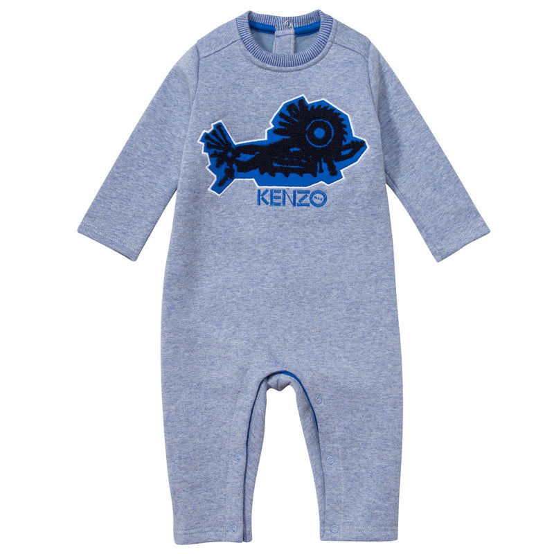 Baby Boys Blue Mechanical Monster Embroidered Babygrow - CÉMAROSE | Children's Fashion Store - 1