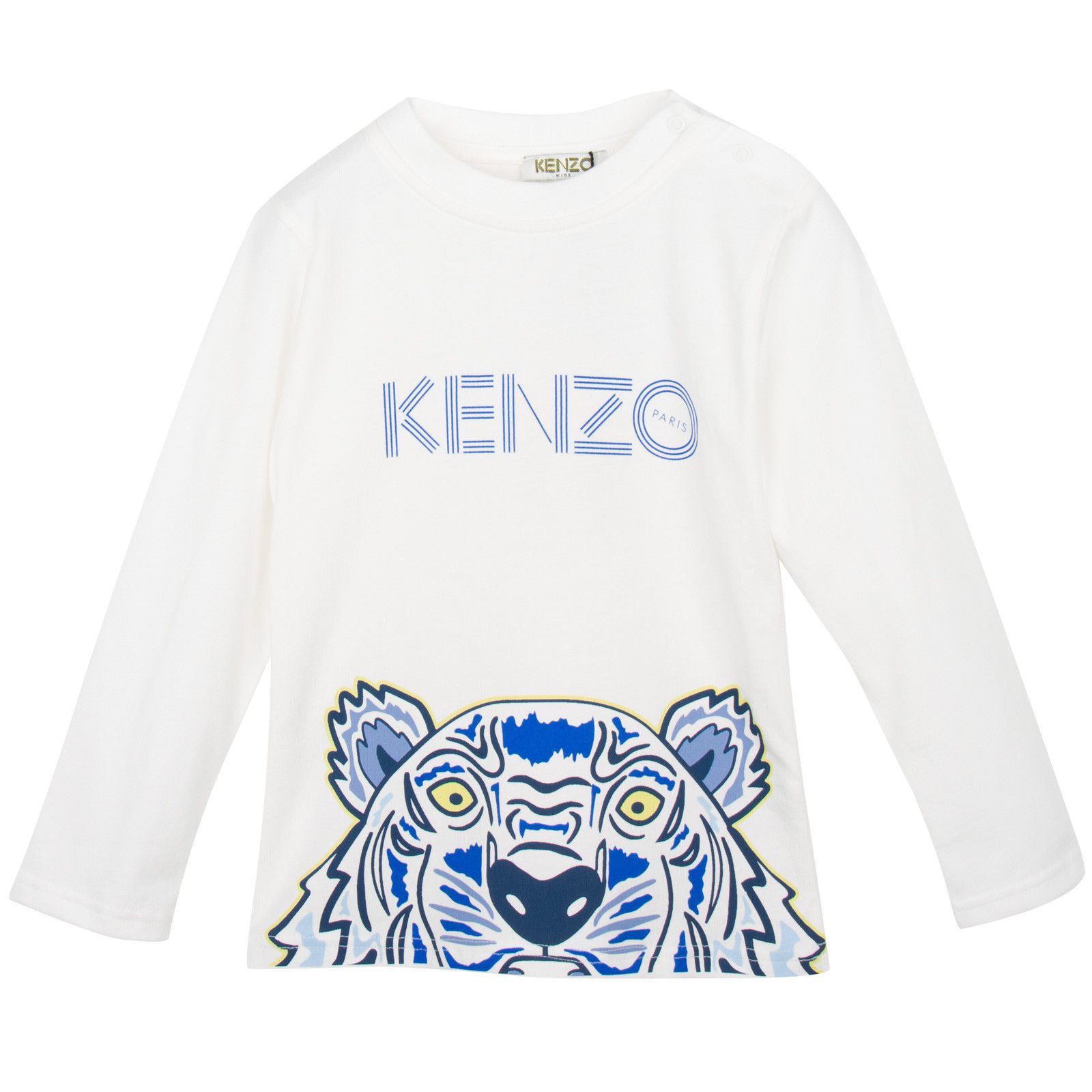 Baby Ivory Cotton Jersey T-Shirt With Peeking Tiger - CÉMAROSE | Children's Fashion Store - 1