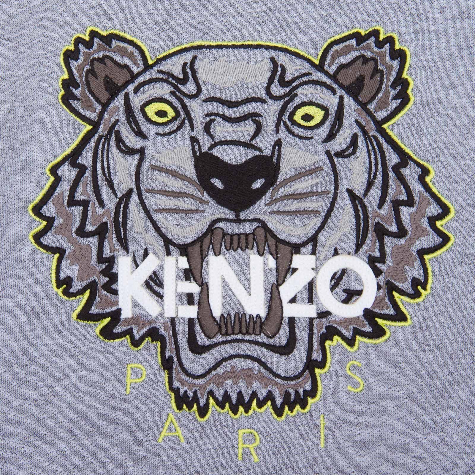 Baby Grey Tiger Embroidered Sweatshirt With Green Lining - CÉMAROSE | Children's Fashion Store - 3