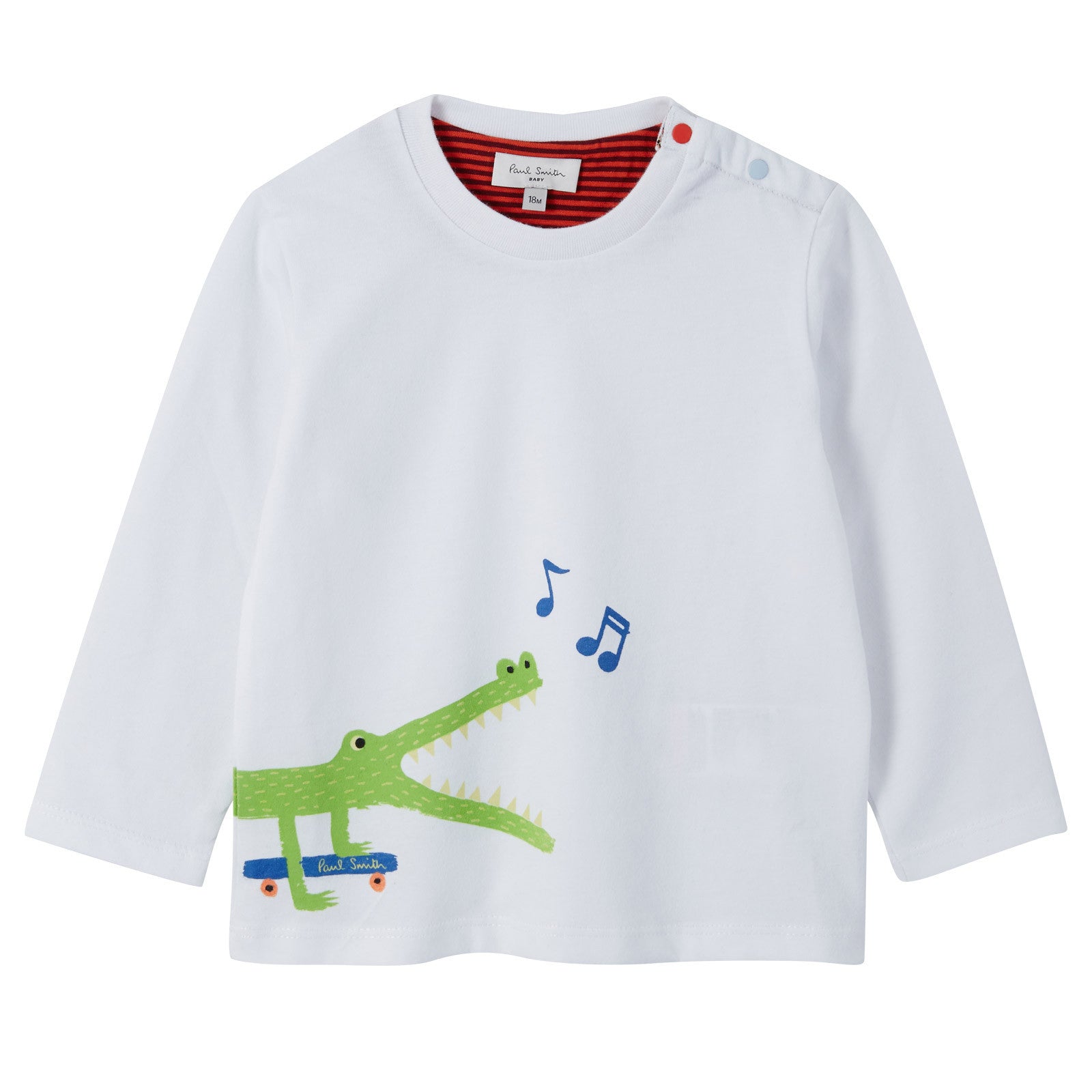Baby Boys White Crocodile Printed Cotton T-Shirt - CÉMAROSE | Children's Fashion Store - 1