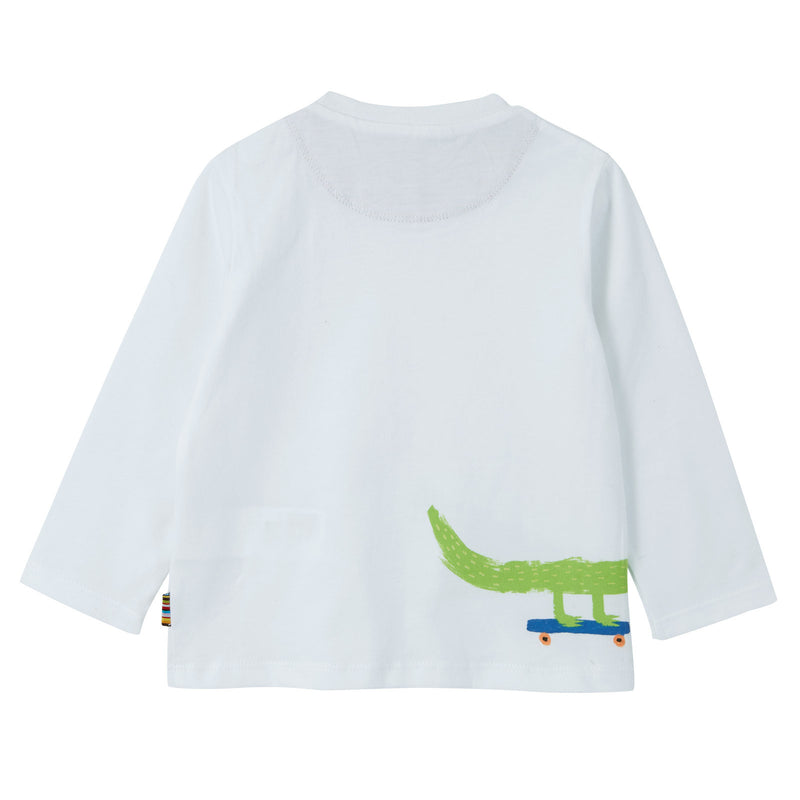 Baby Boys White Crocodile Printed Cotton T-Shirt - CÉMAROSE | Children's Fashion Store - 2